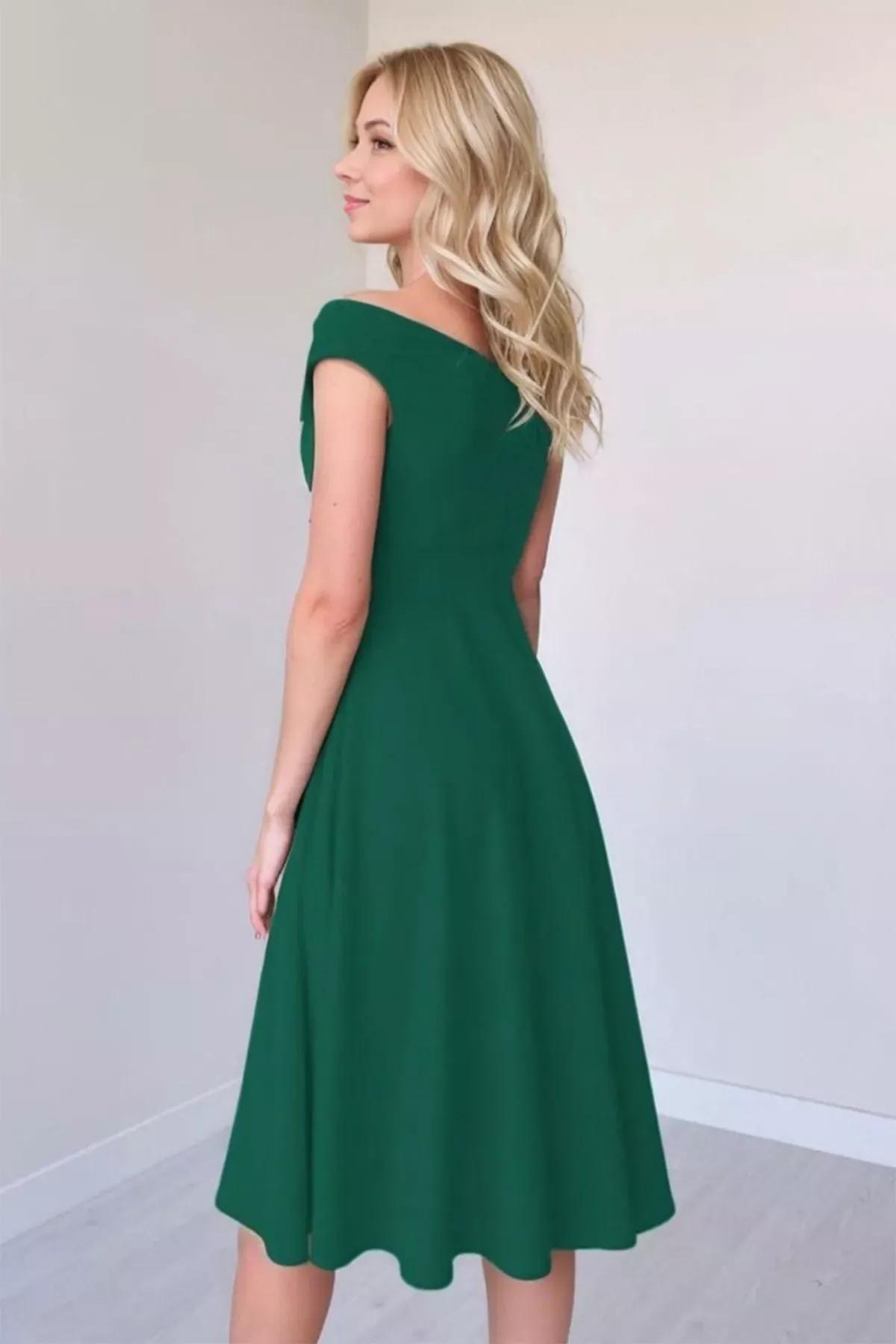 Green A-Line Dress, Emerald, large image number 3