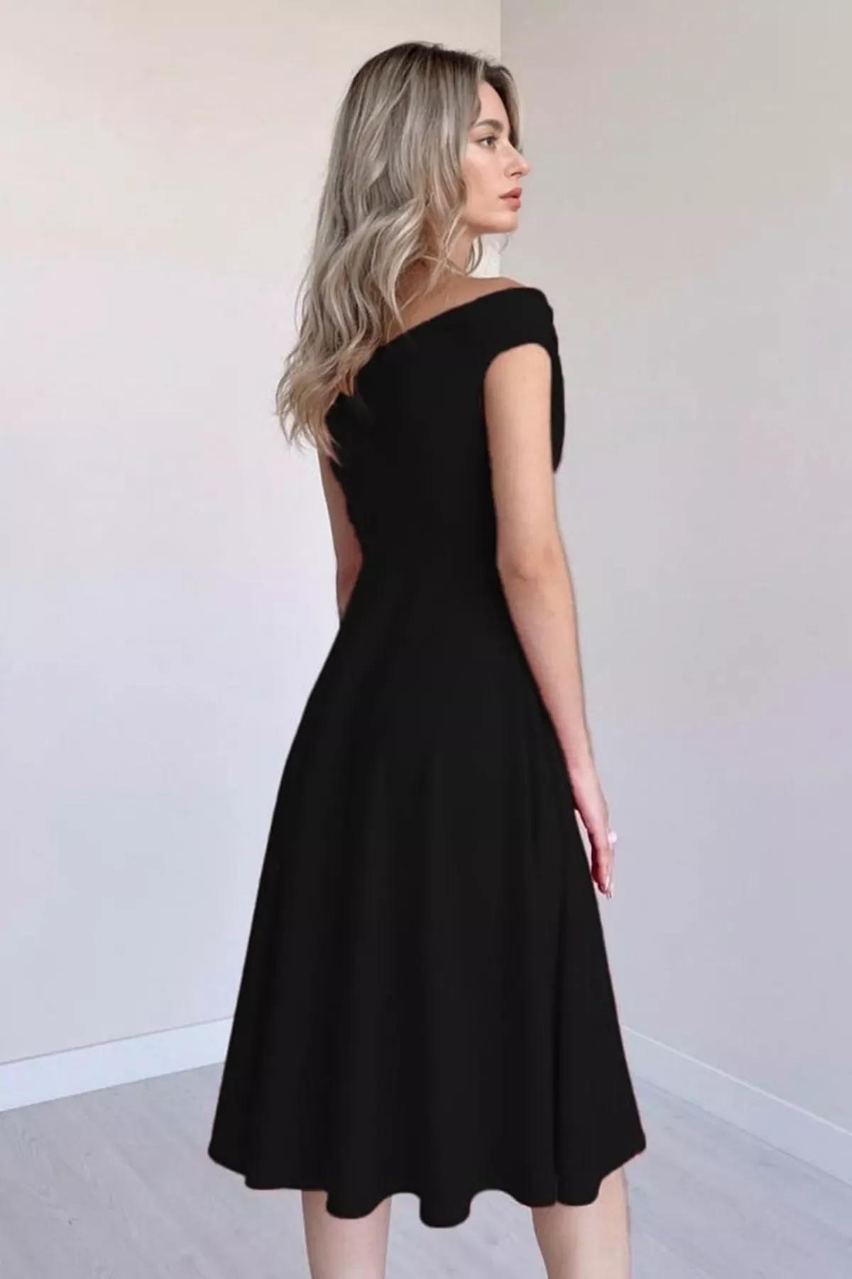 Black A-Line Woven Midi Dress, , large image number 2