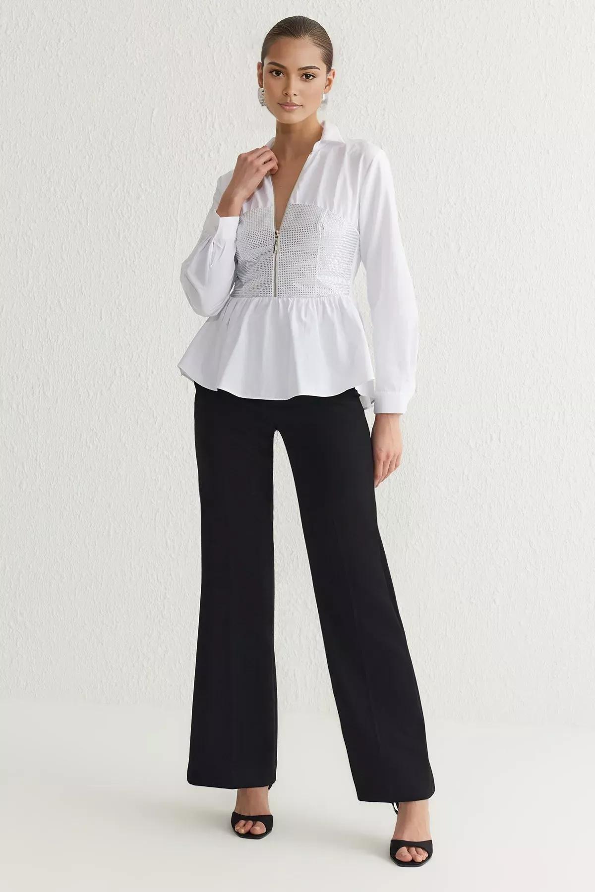 White Printed Poplin Shirt, White, large image number 1