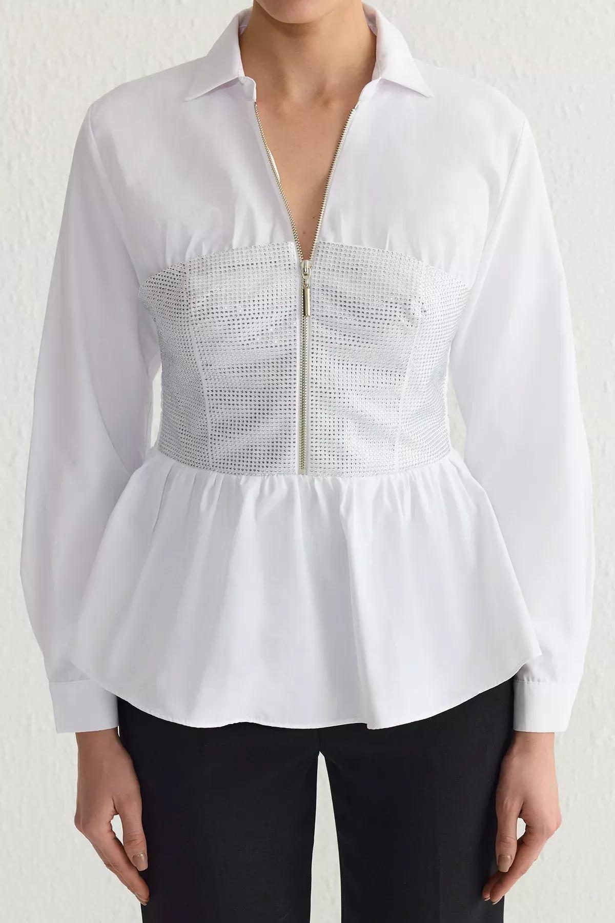 White Printed Poplin Shirt, , large image number 2