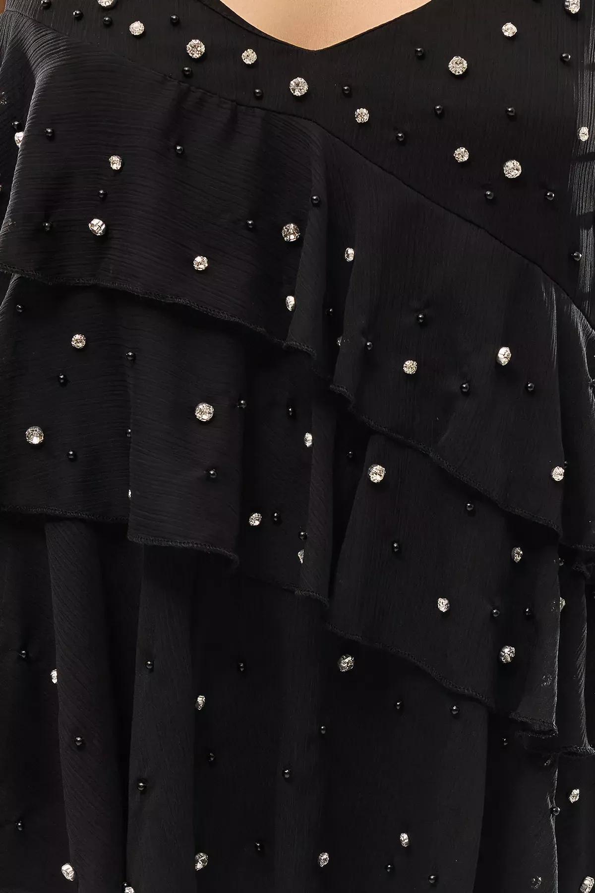 Black Printed Chiffon Blouse, , large image number 2