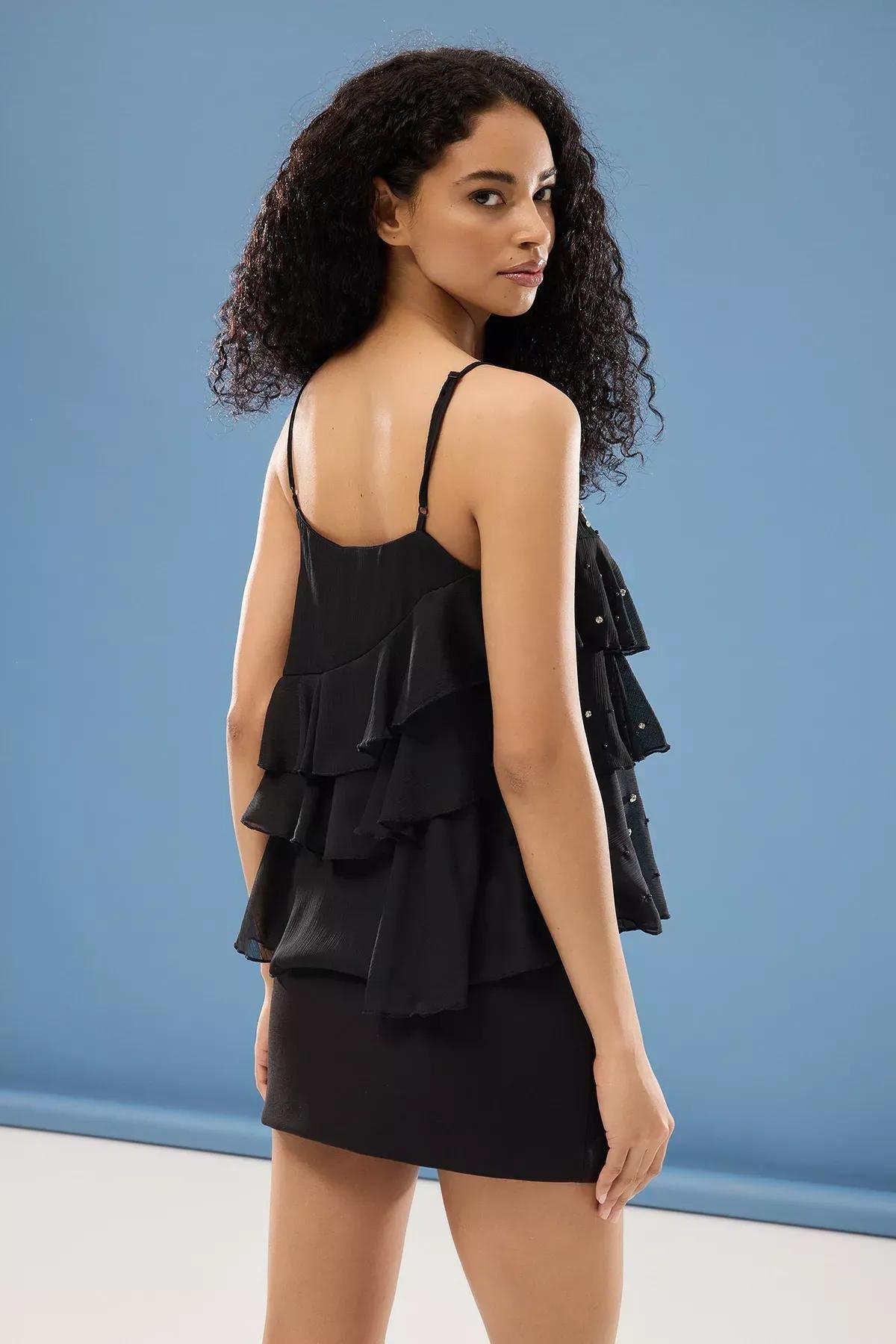 Black Printed Chiffon Blouse, , large image number 3