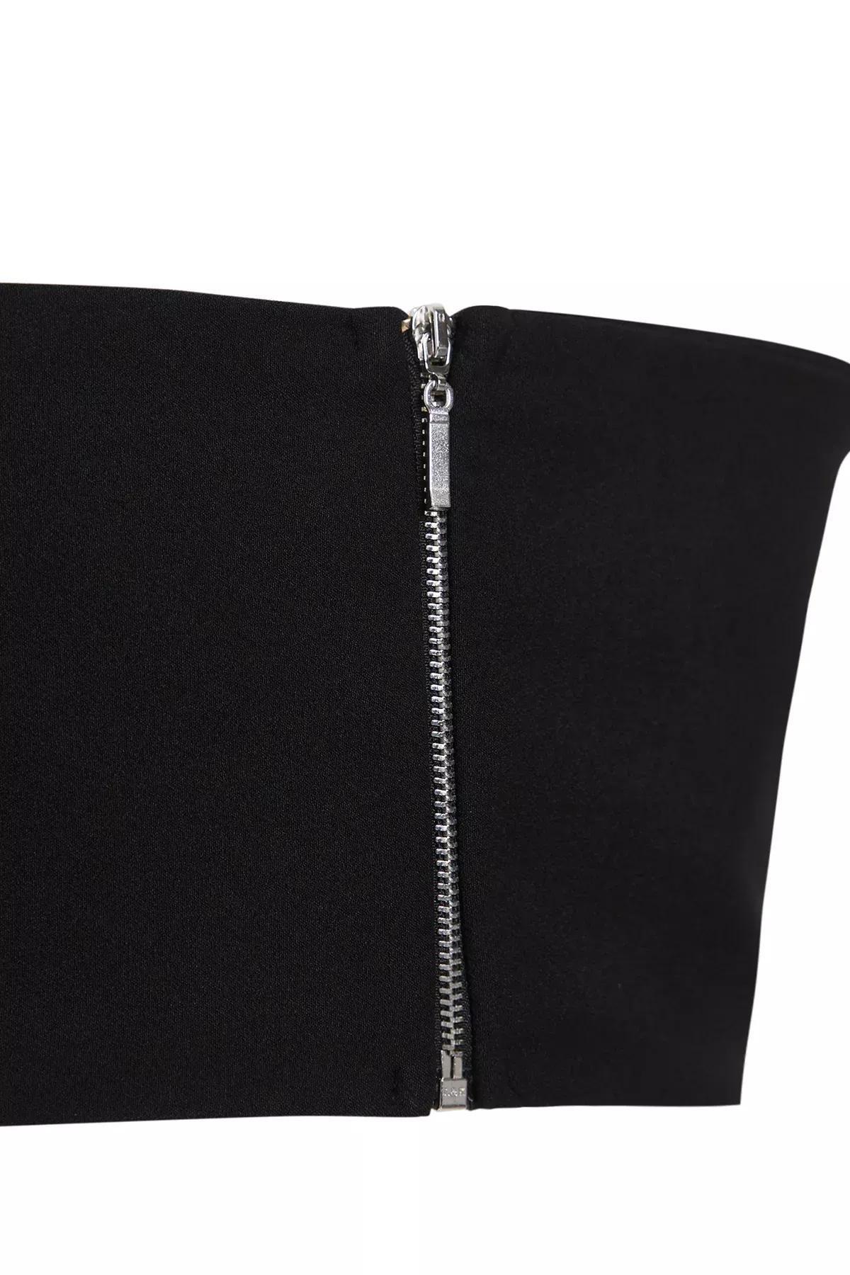Black Corset Look Woven Bustier, , large image number 5