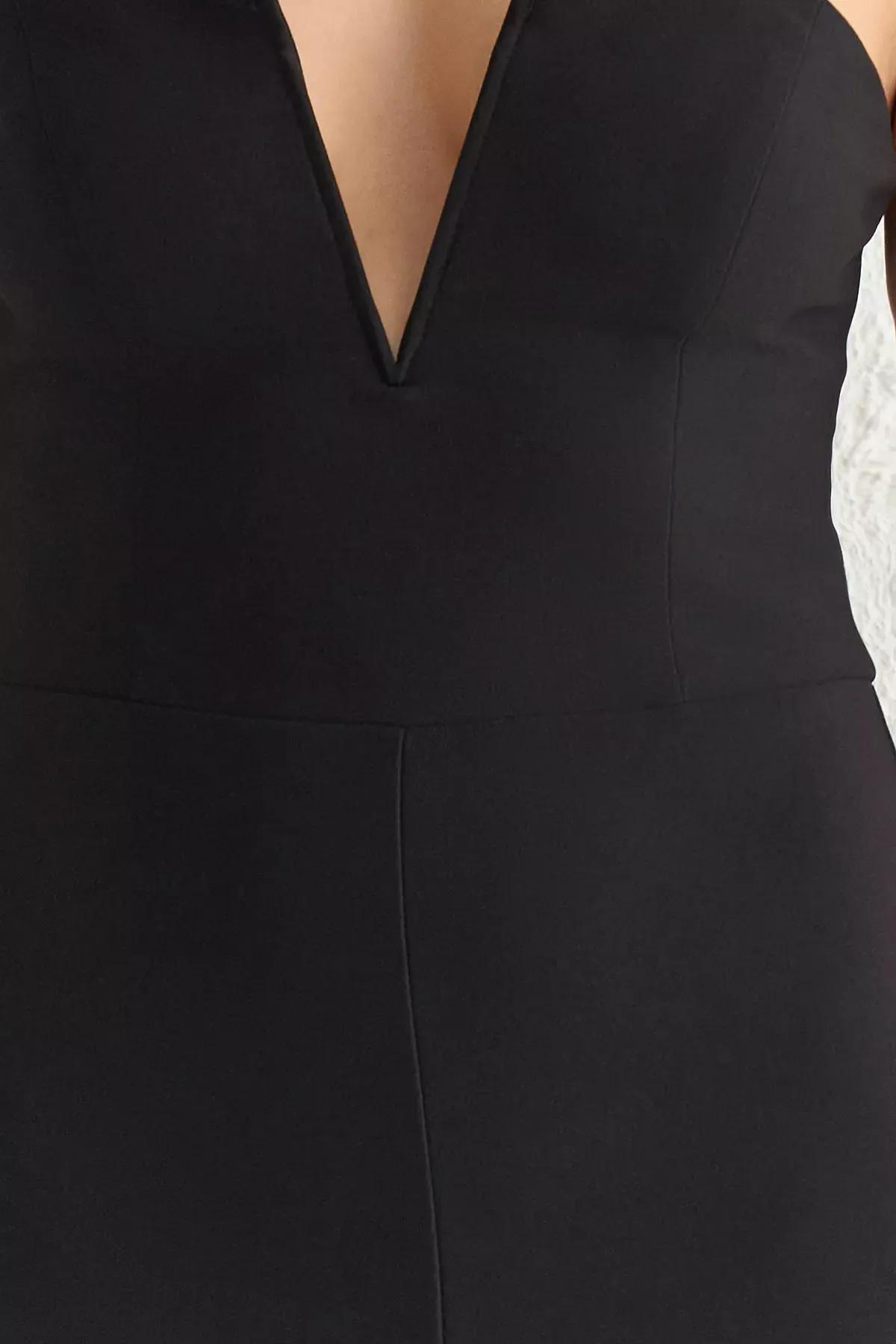 Black V-Neck Strapless Jumpsuit, , large image number 3