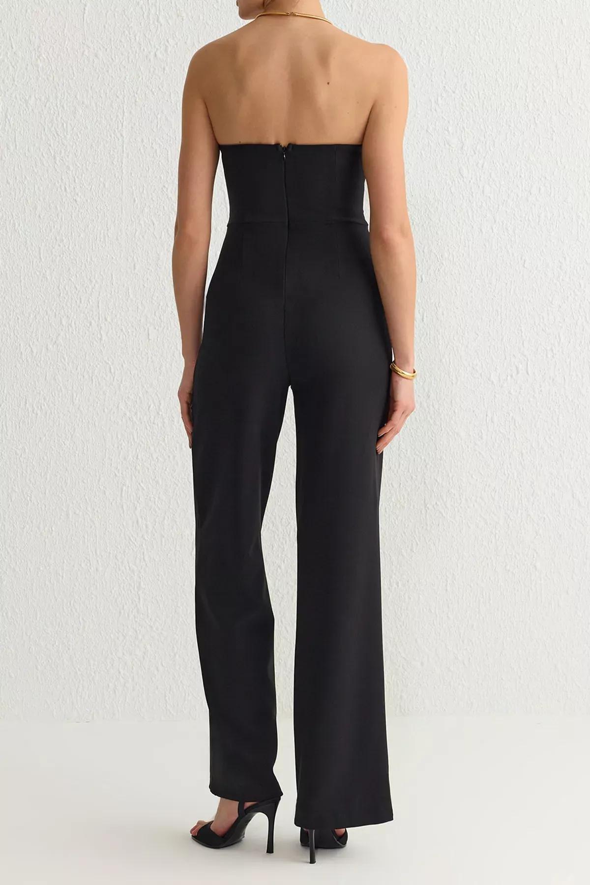 Black V-Neck Strapless Jumpsuit, , large image number 4