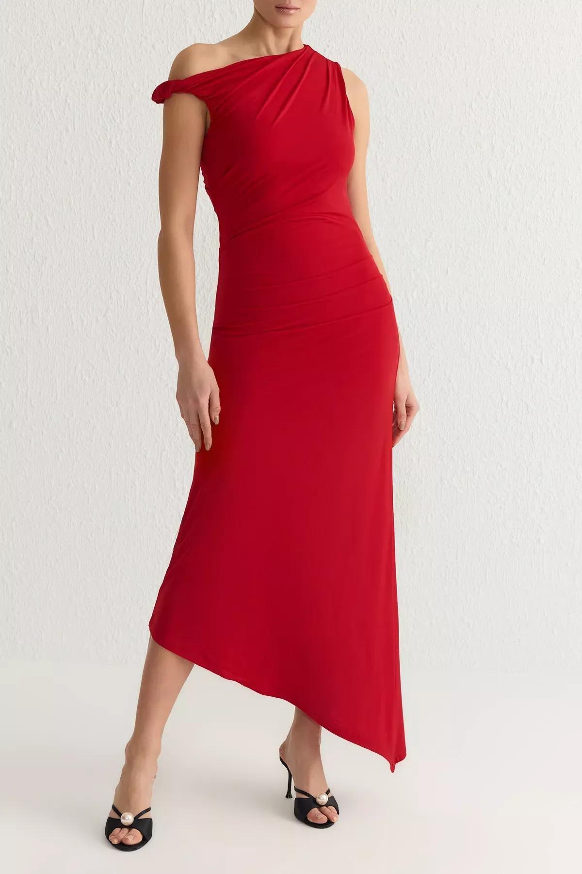 Red Collared Knitted Dress, , large image number 2