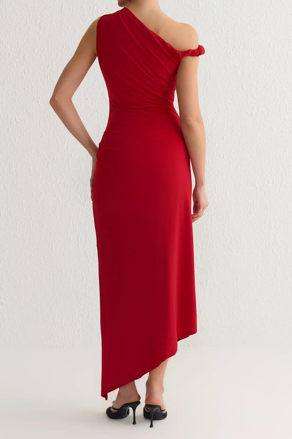 Red Collared Knitted Dress, , large image number 4