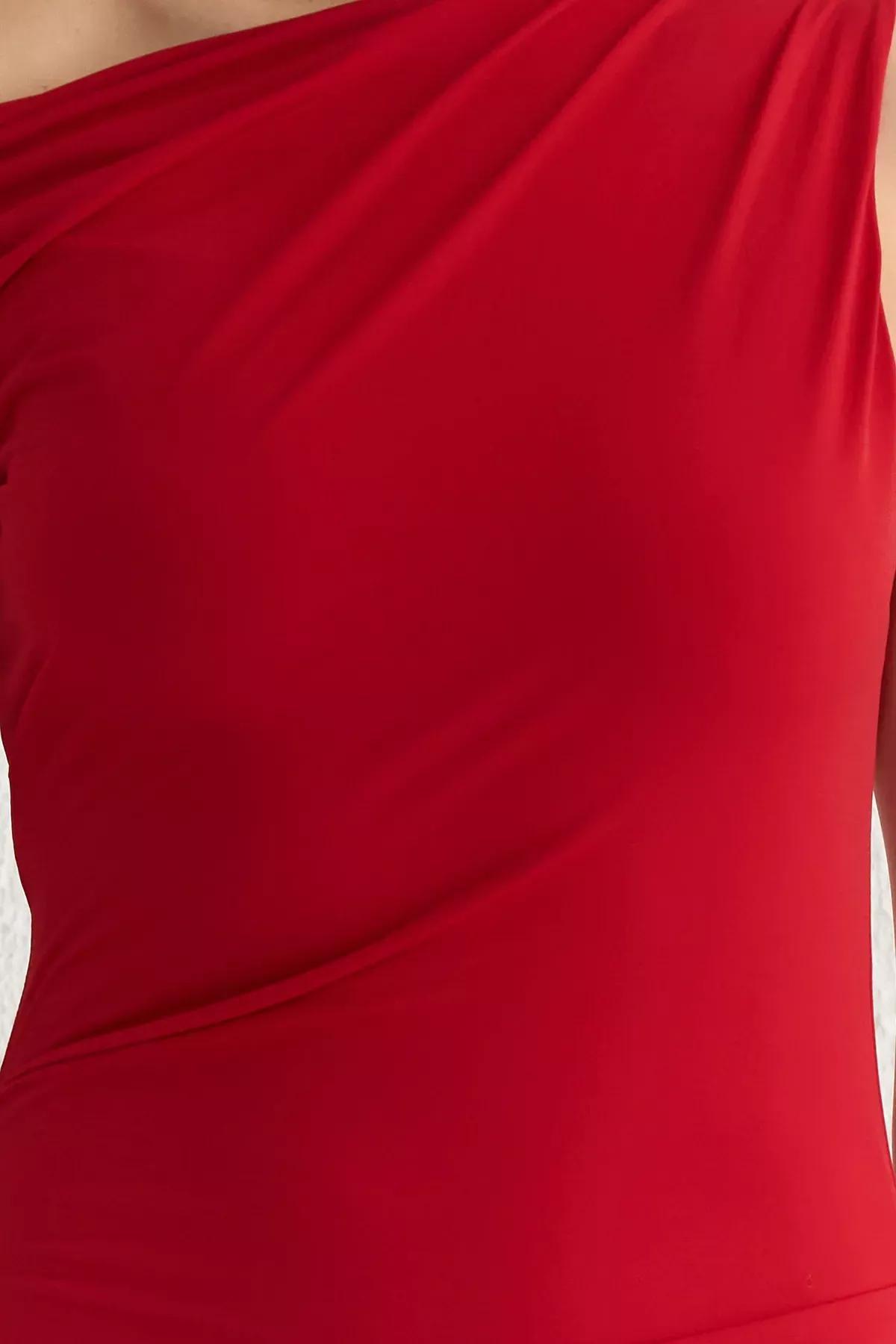 Red Collared Knitted Dress, , large image number 5