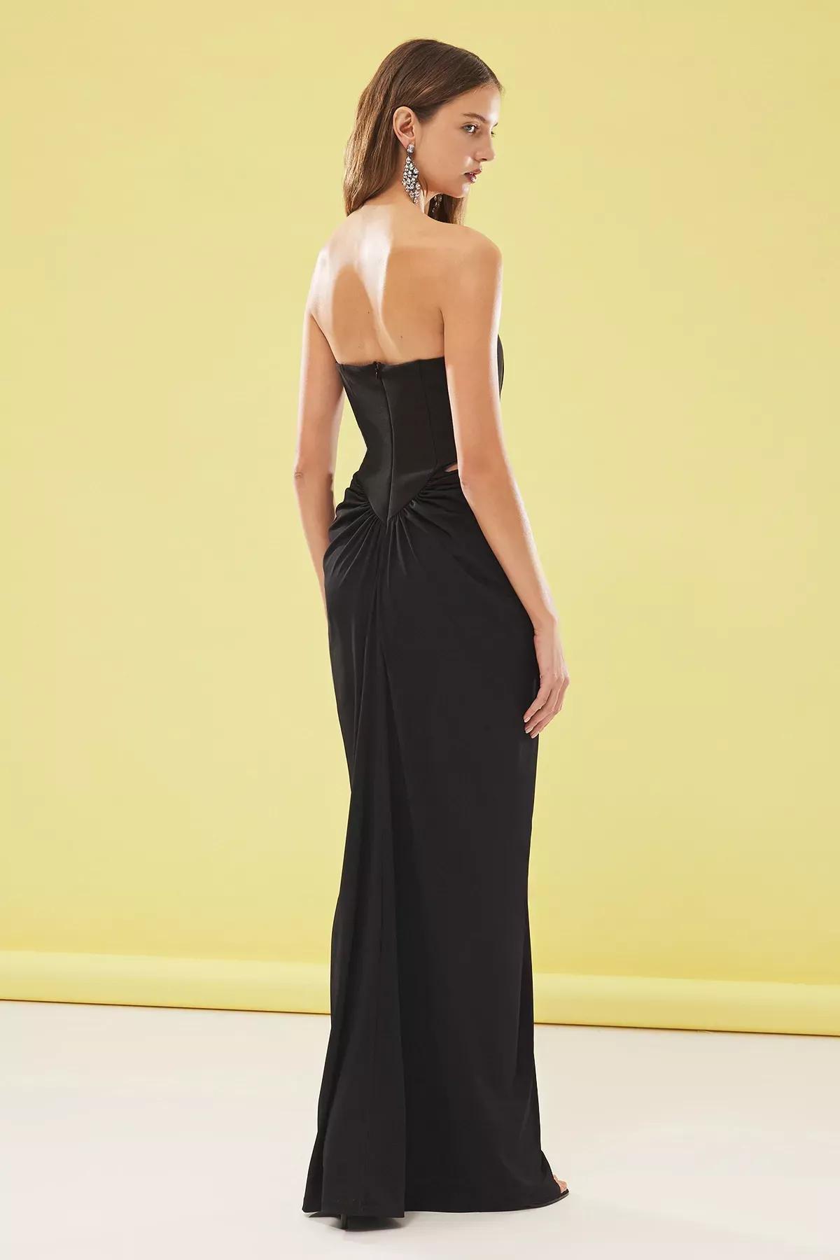 Black Detailed Corset Long Occasionwear Dress, , large image number 4