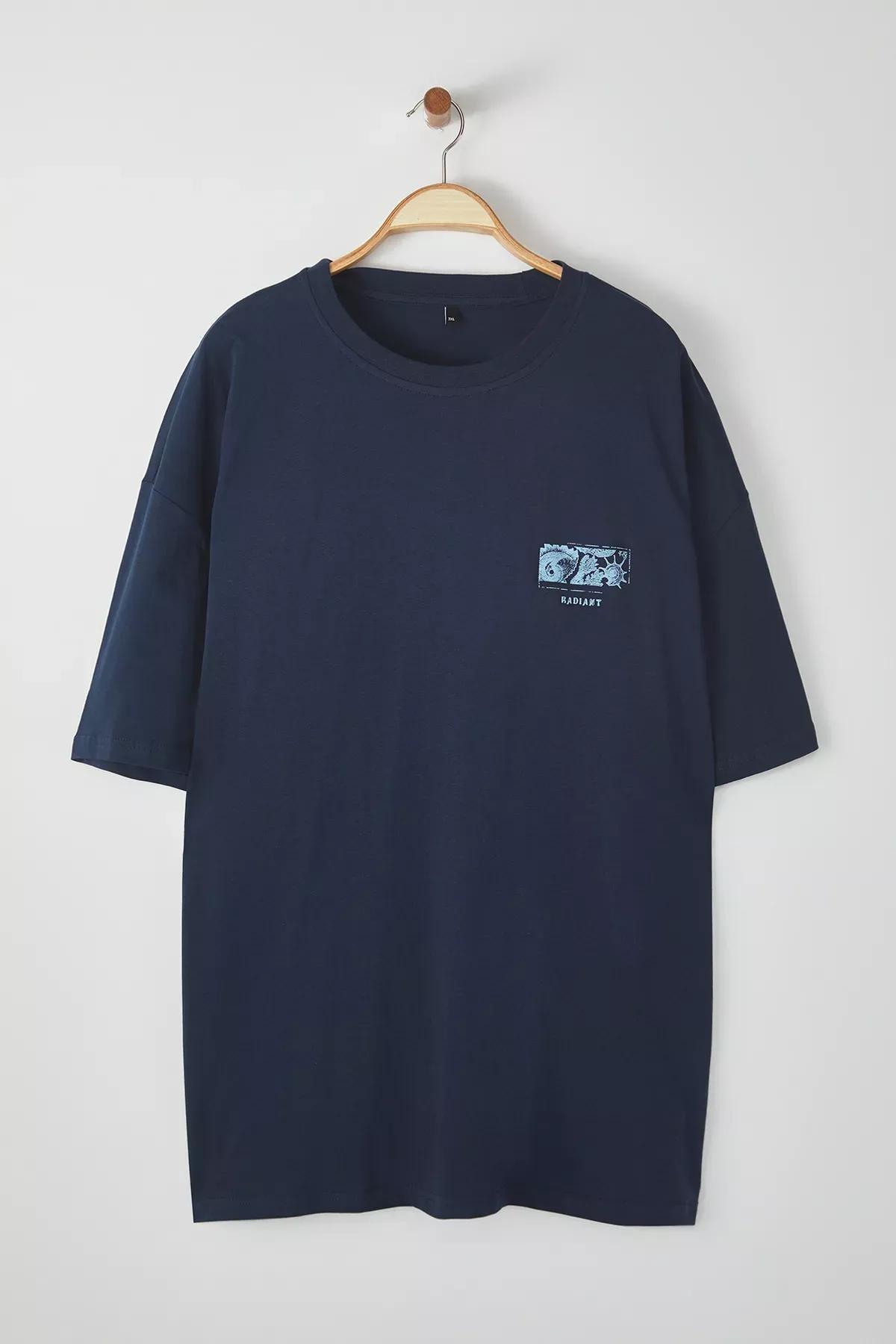 Navy Text Print T-Shirt, C101_1712, large image number 3