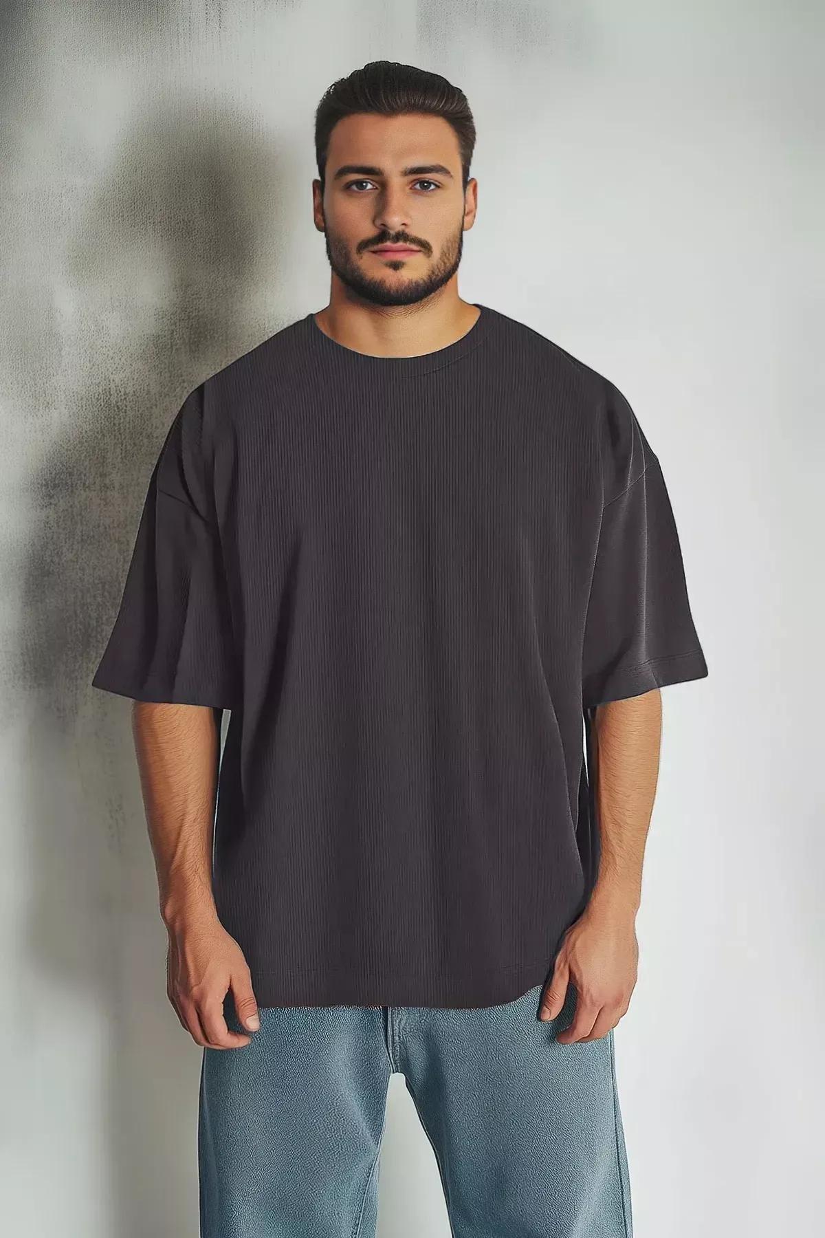Grey Plus-Size Ottoman T-Shirt, , large image number 0