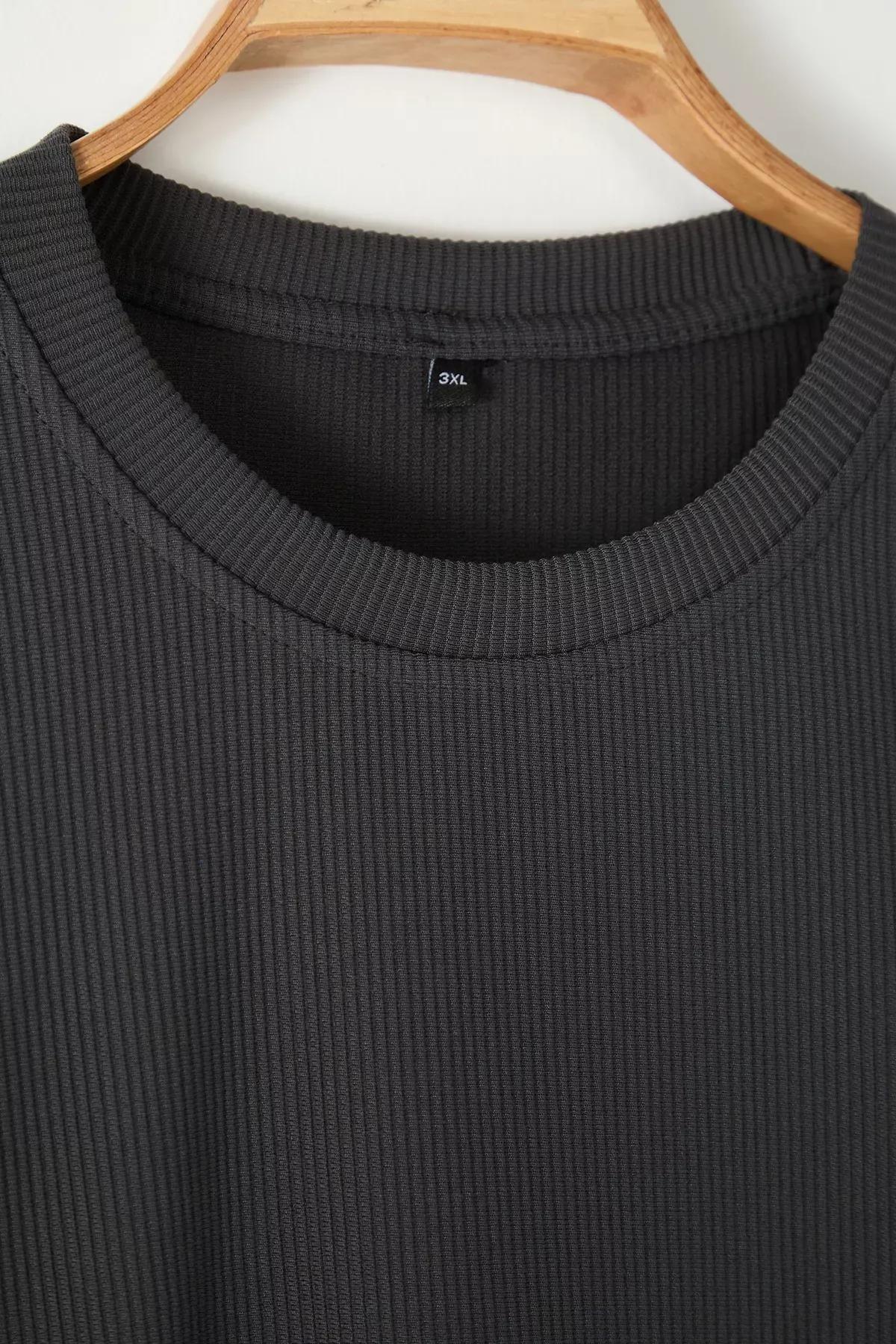 Grey Plus-Size Ottoman T-Shirt, , large image number 6