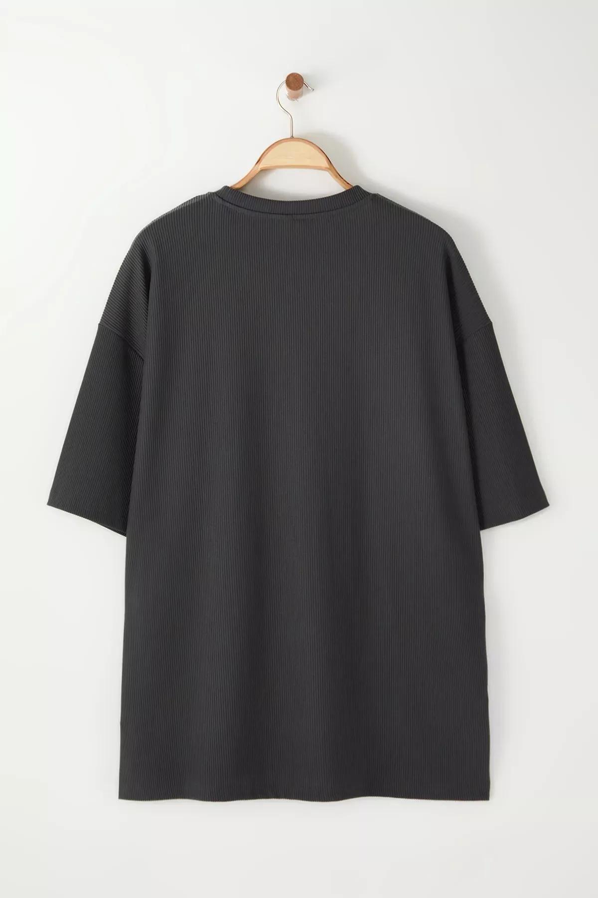 Grey Plus-Size Ottoman T-Shirt, , large image number 7