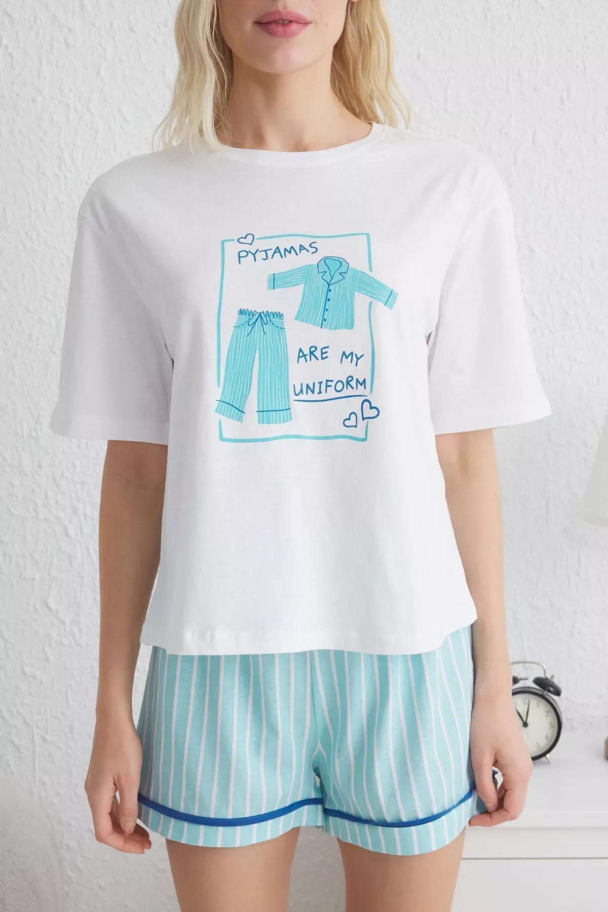 White-Blue Striped Pajama Set, White-Blue, large image number 3