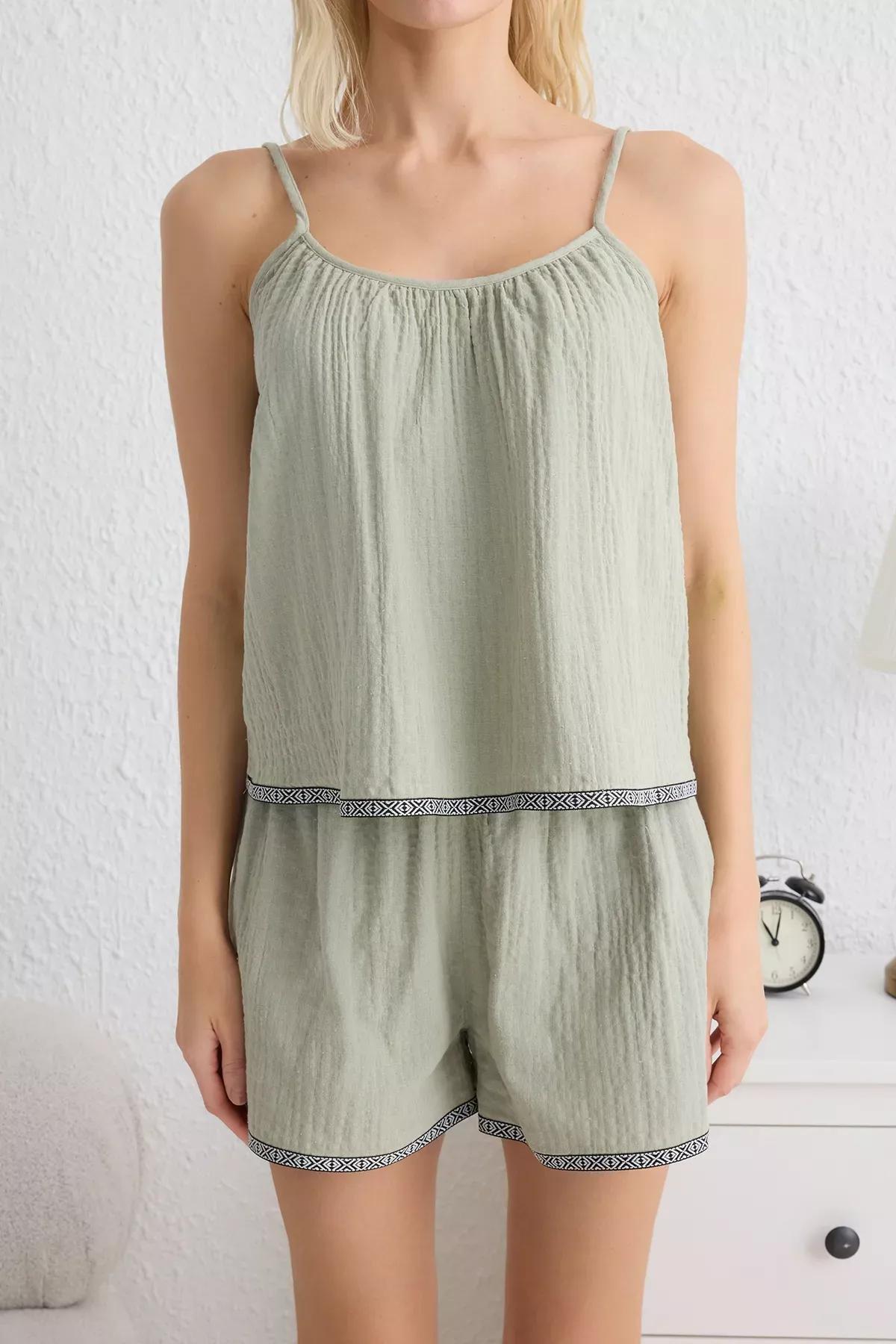 Green Ethnic Stripe Pajamas, , large image number 2