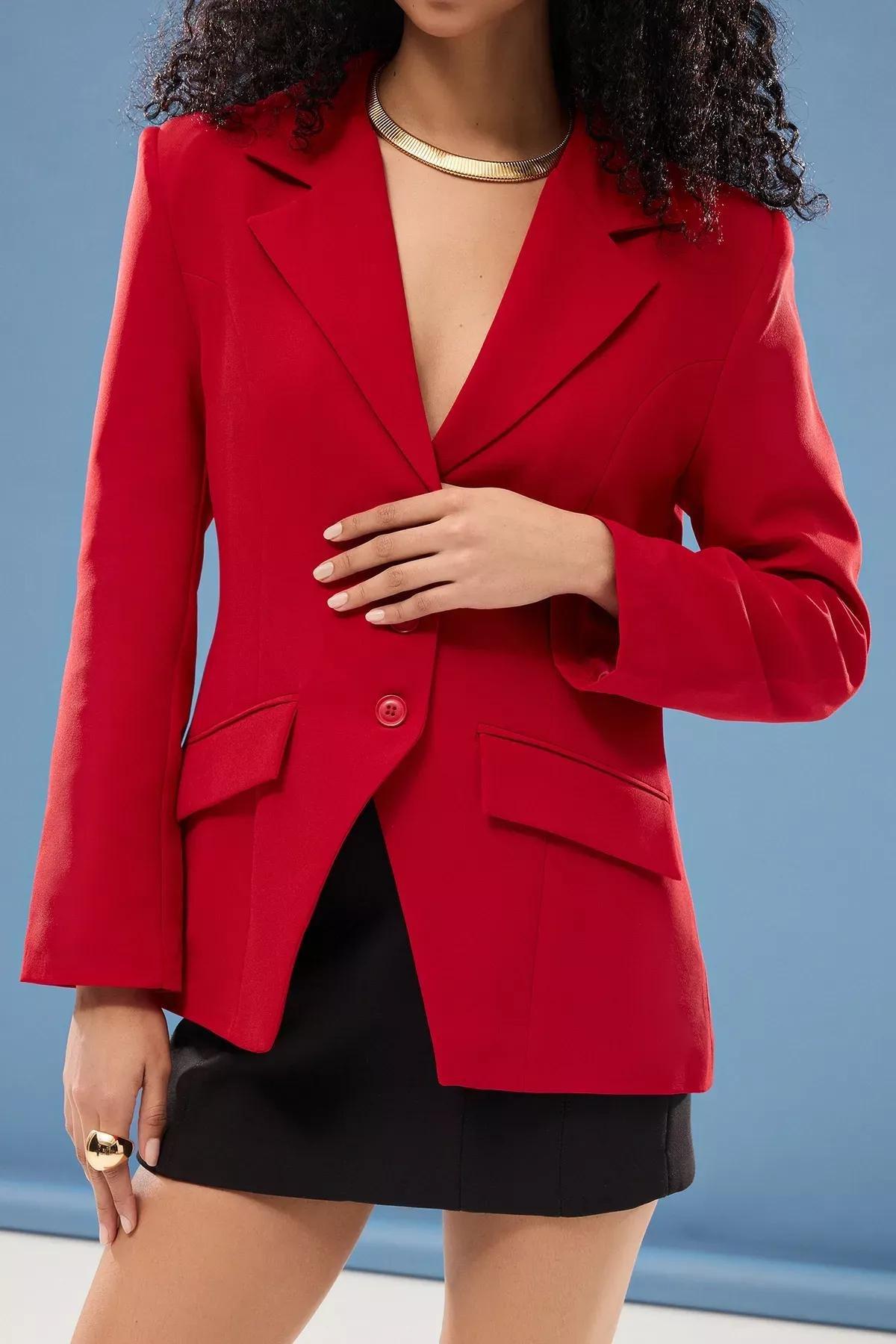 Padded Plain Single Breasted Blazer, , large image number 3