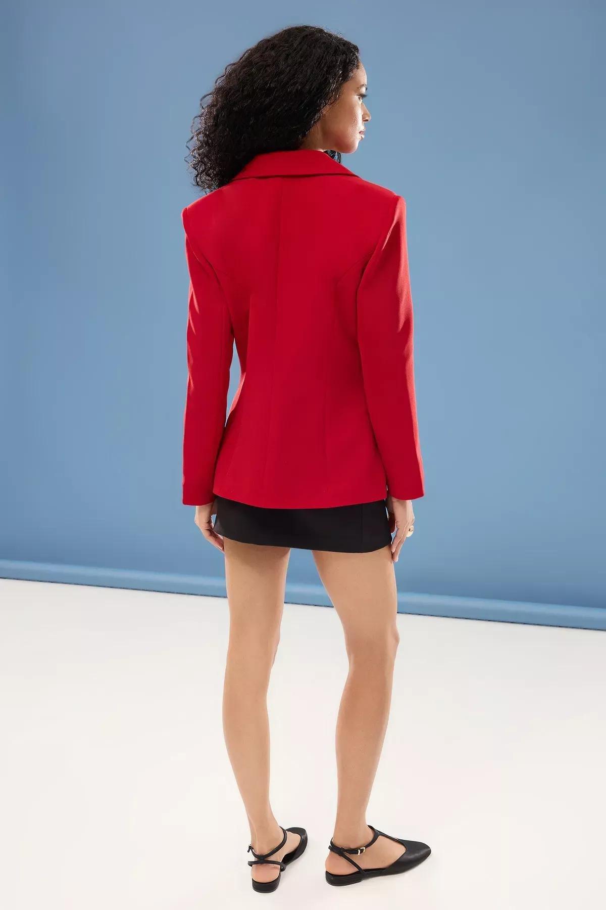 Padded Plain Single Breasted Blazer, , large image number 4