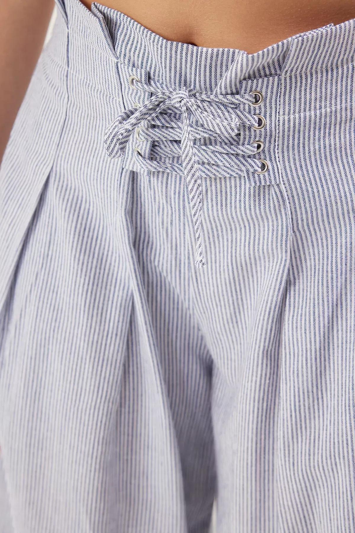 Multicolor Linen Striped Trousers, C101_7382, large image number 4