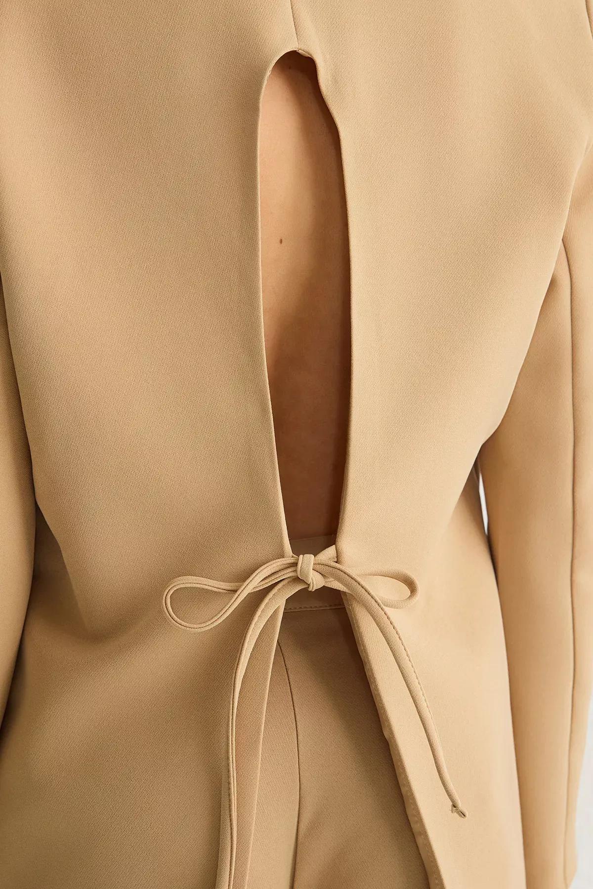 Dark Beige Oversized Blazer TWOSS25BC00020, , large image number 3