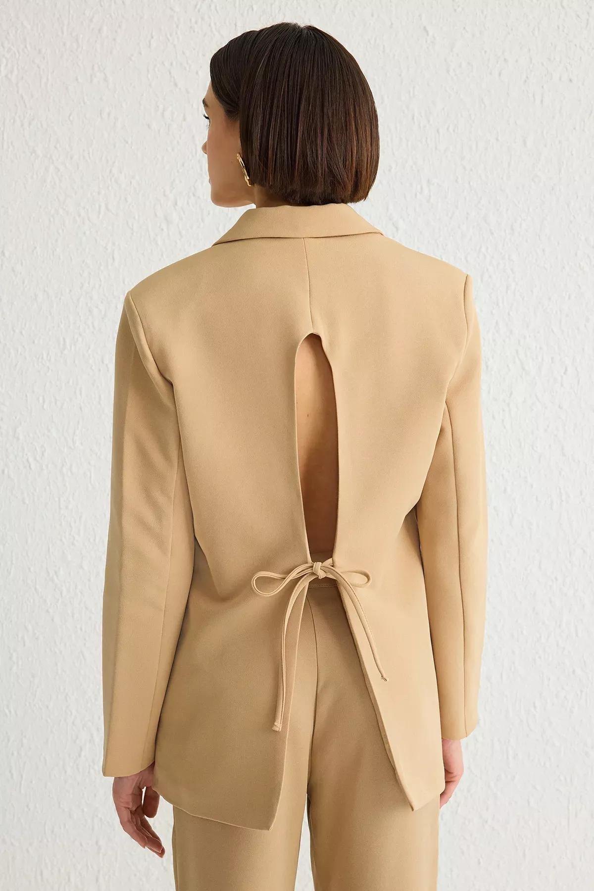 Dark Beige Oversized Blazer TWOSS25BC00020, , large image number 4