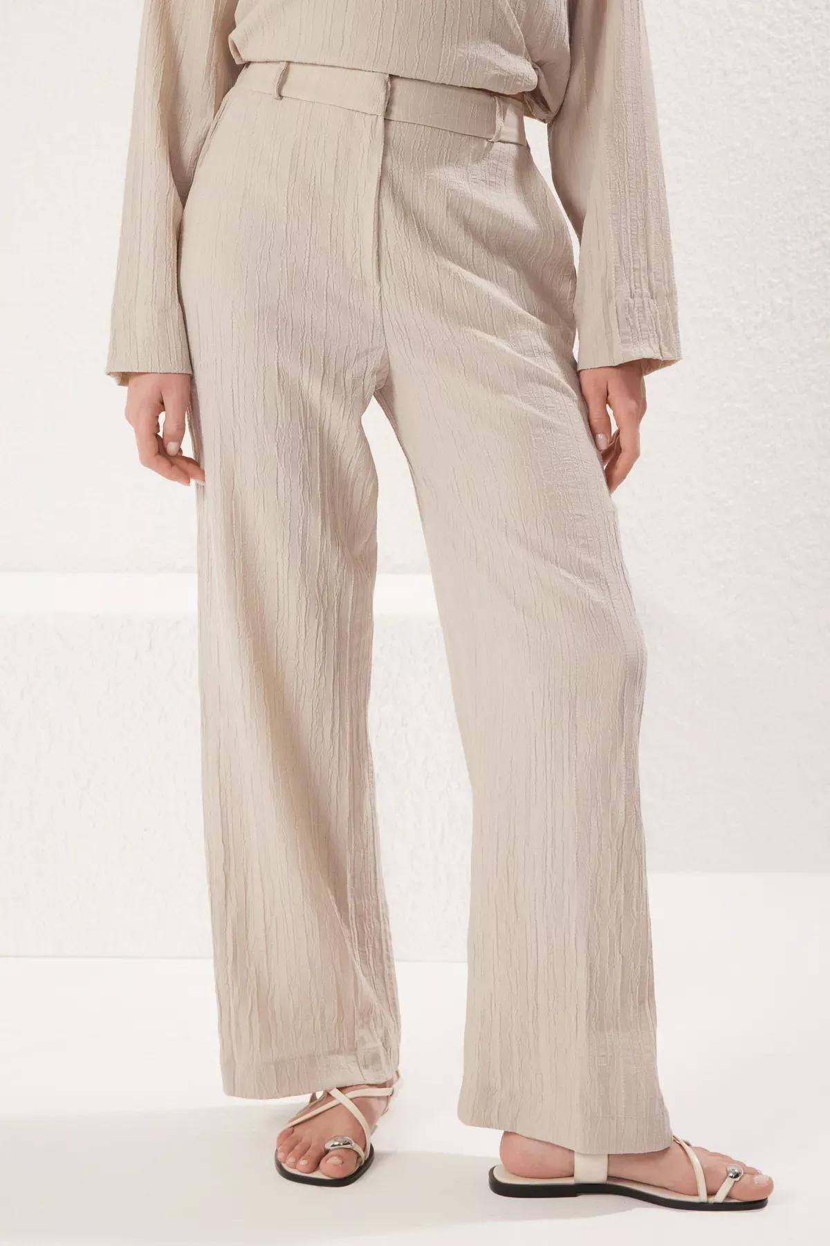 Beige Double-Breasted Detailed Co-Ord Set, , large image number 3