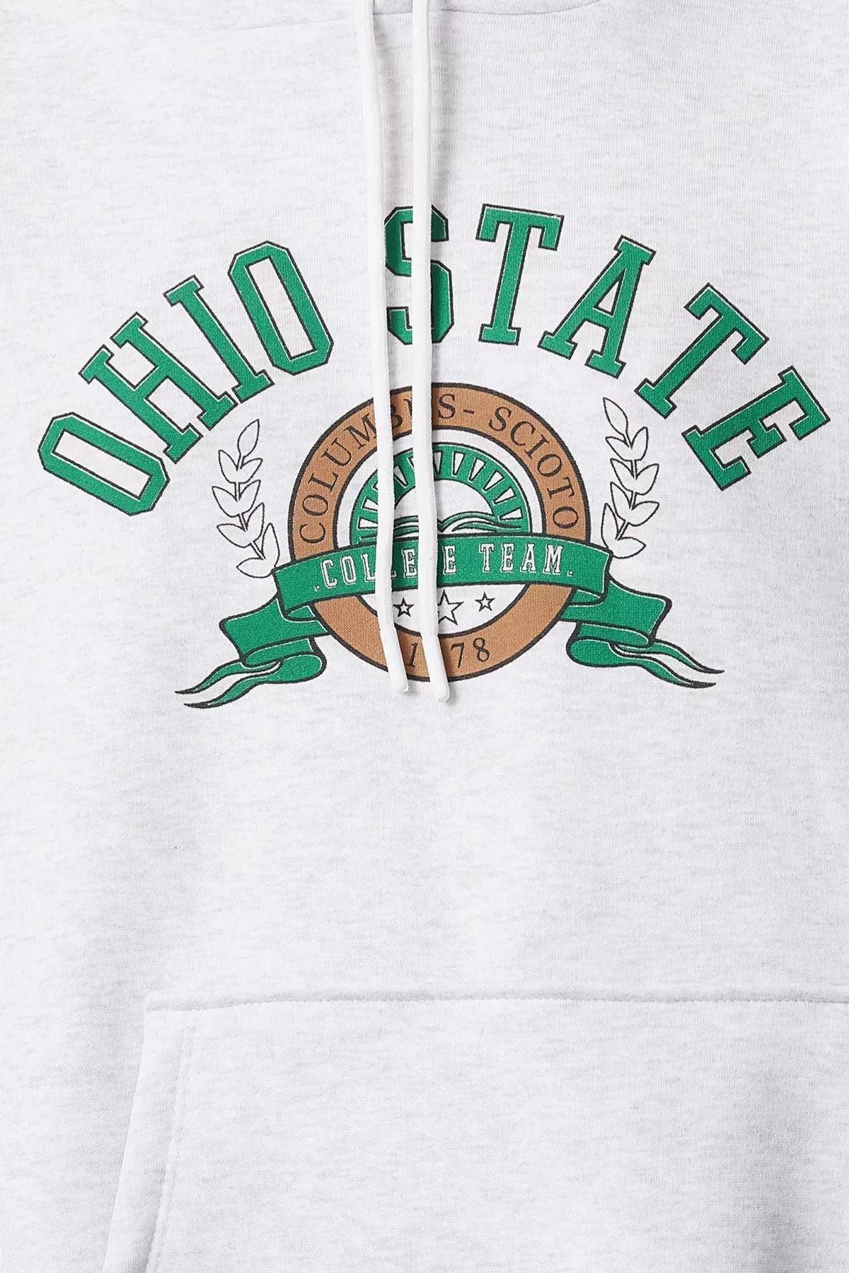 Grey Fleece Slogan Hoodie Sweatshirt, , large image number 3