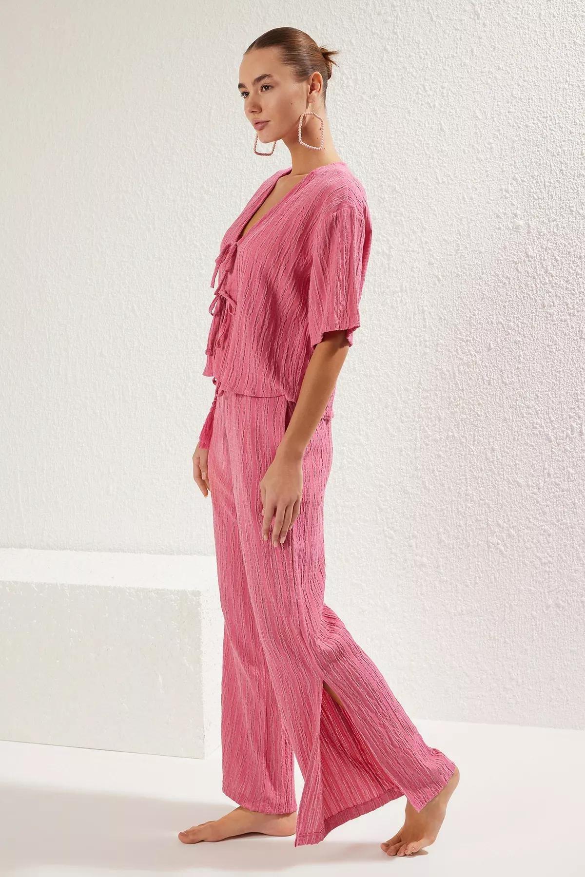 Pink Textured Detailed Co-Ord Set, C101_5419, large image number 2