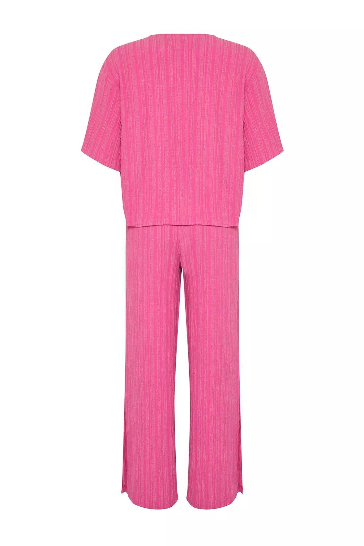 Pink Textured Detailed Co-Ord Set, C101_5419, large image number 5