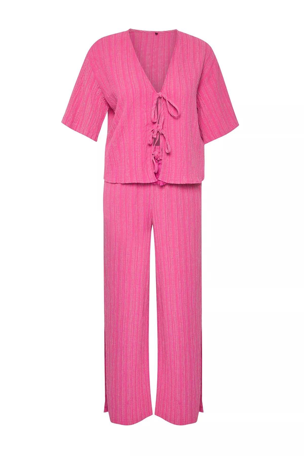 Pink Textured Detailed Co-Ord Set, C101_5419, large image number 6