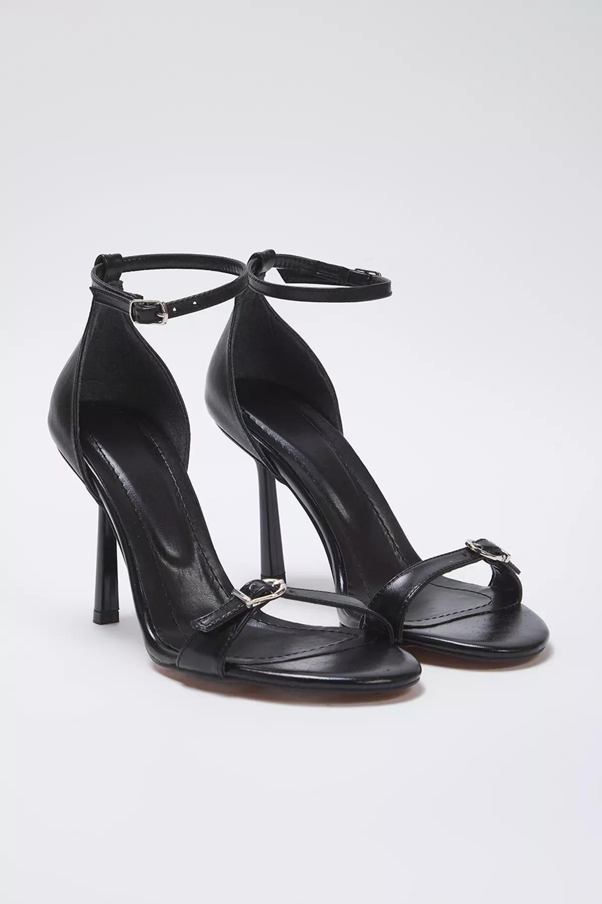 Black Thin Heeled Shoes, , large image number 2