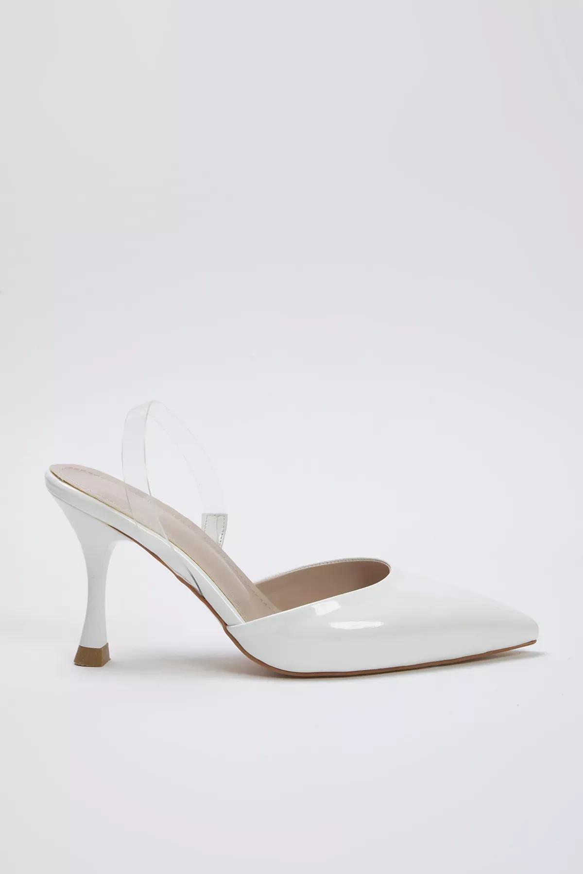 White Patent Leather Heeled Shoes, White, large image number 2