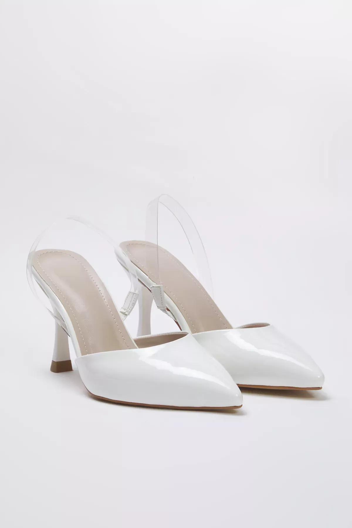 White Patent Leather Heeled Shoes, White, large image number 3
