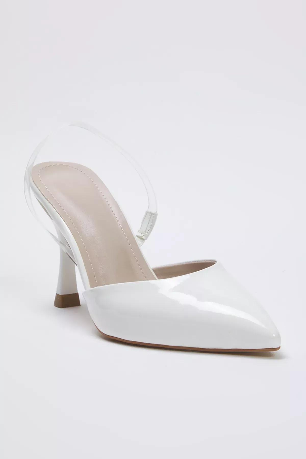 White Patent Leather Heeled Shoes, White, large image number 4