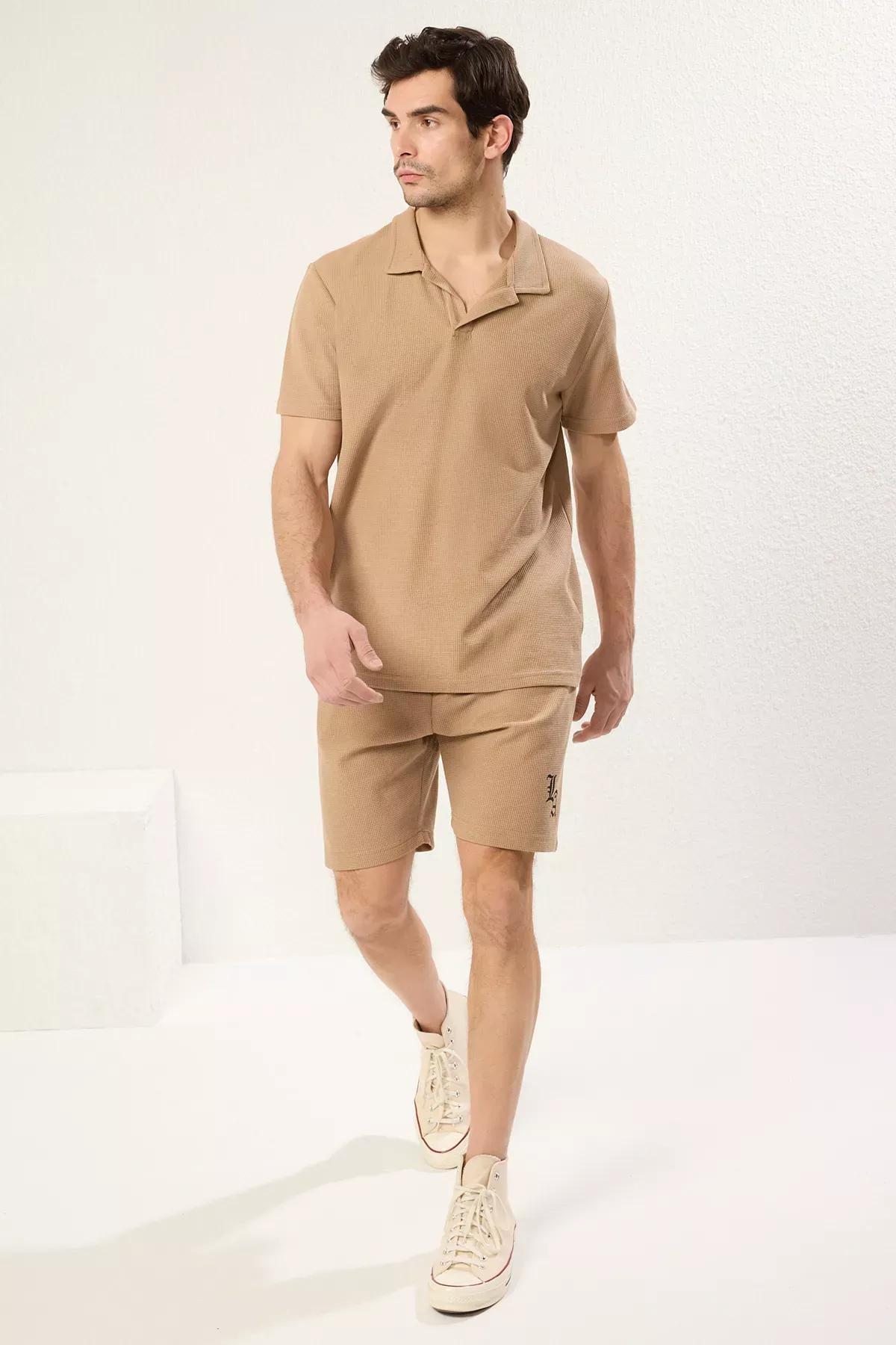 Brown Regular Waffle Pajama Set, , large image number 0