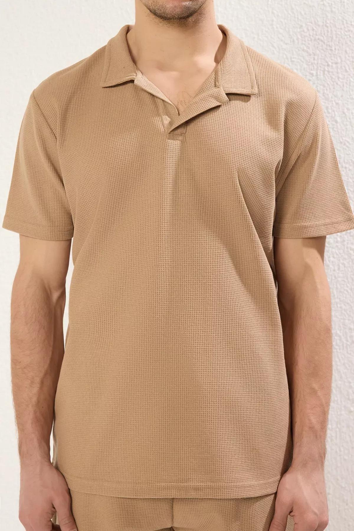 Brown Regular Waffle Pajama Set, , large image number 2