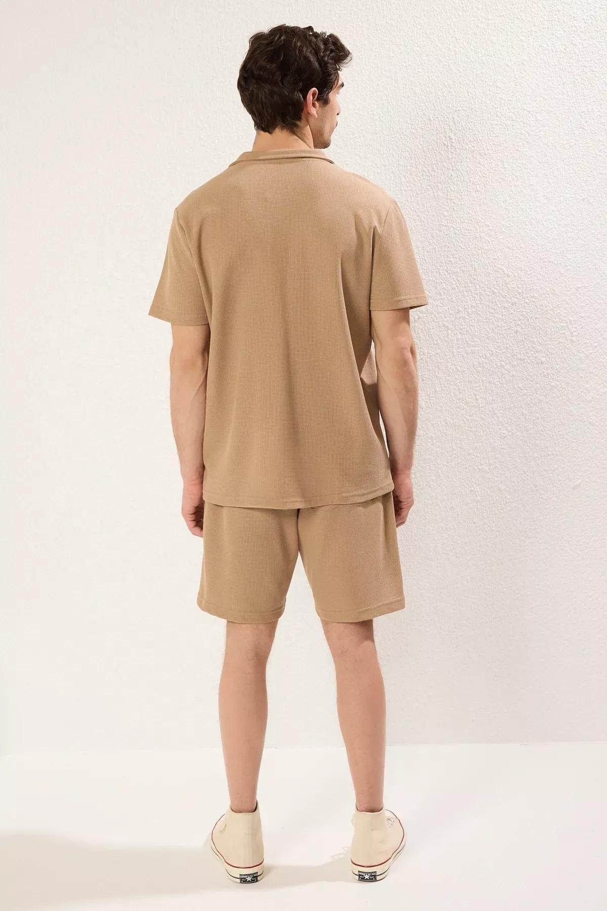 Brown Regular Waffle Pajama Set, , large image number 4