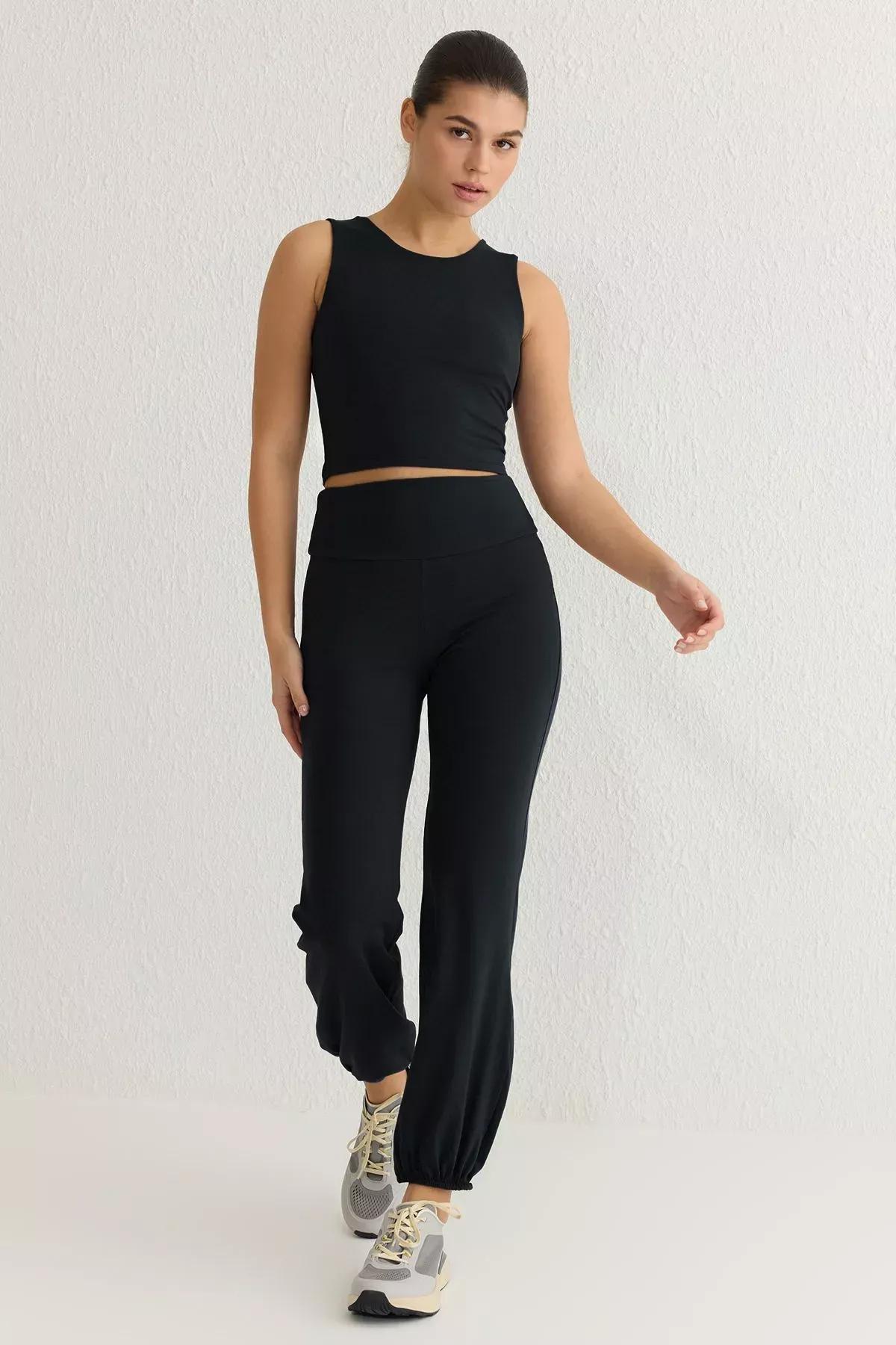 Black Printed Sports Knitted Sweatpants, , large image number 0
