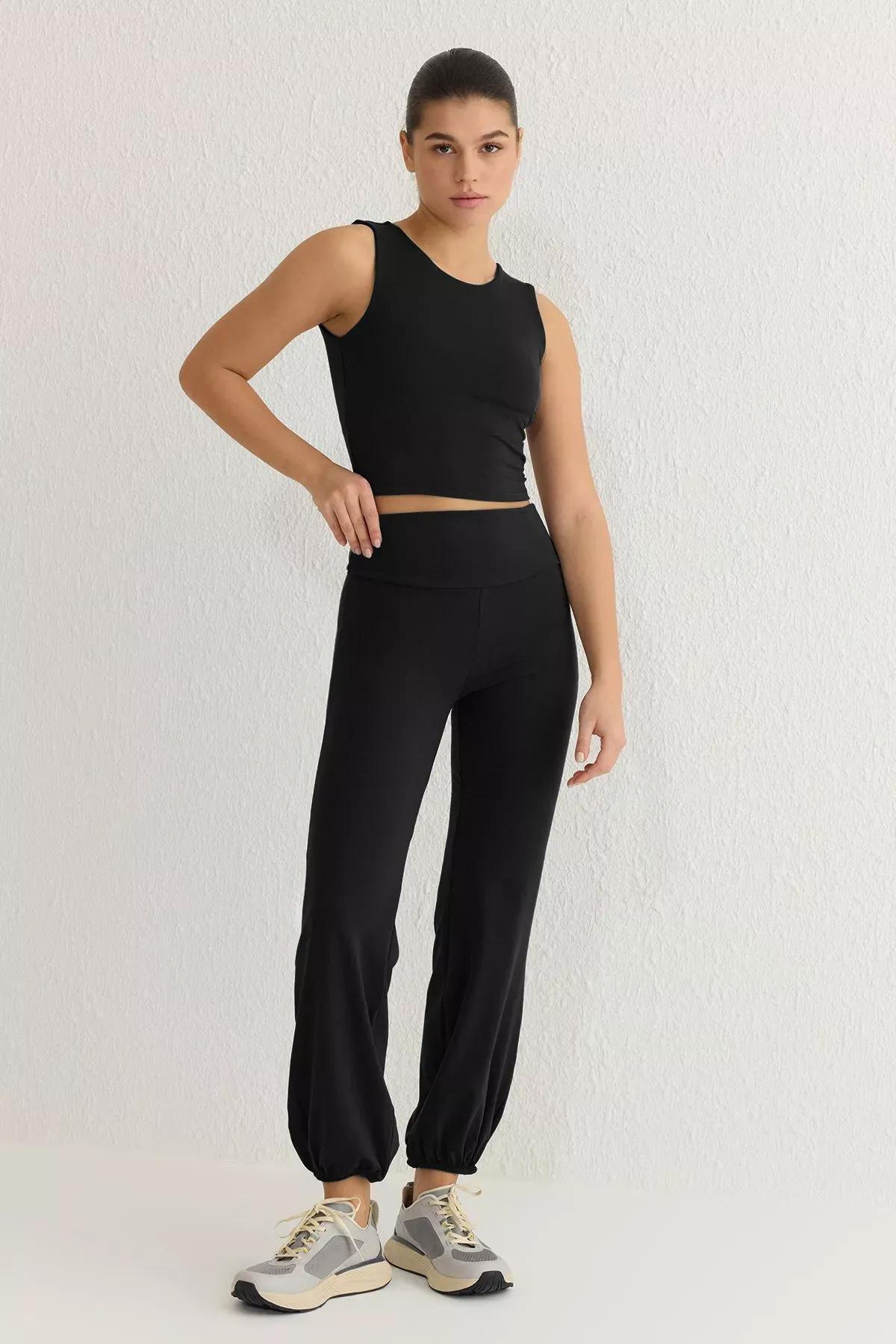 Black Printed Sports Knitted Sweatpants, , large image number 1