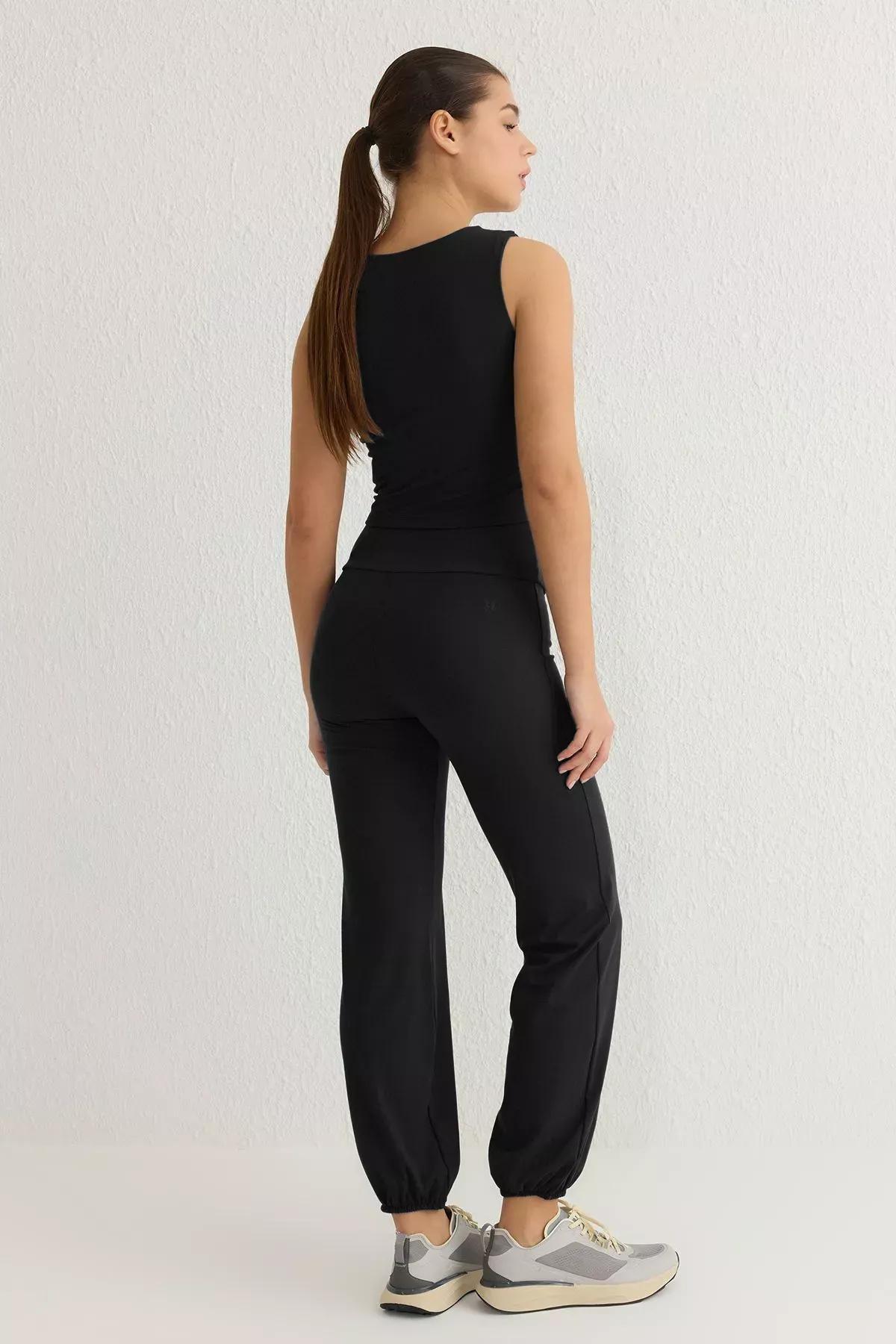 Black Printed Sports Knitted Sweatpants, , large image number 4