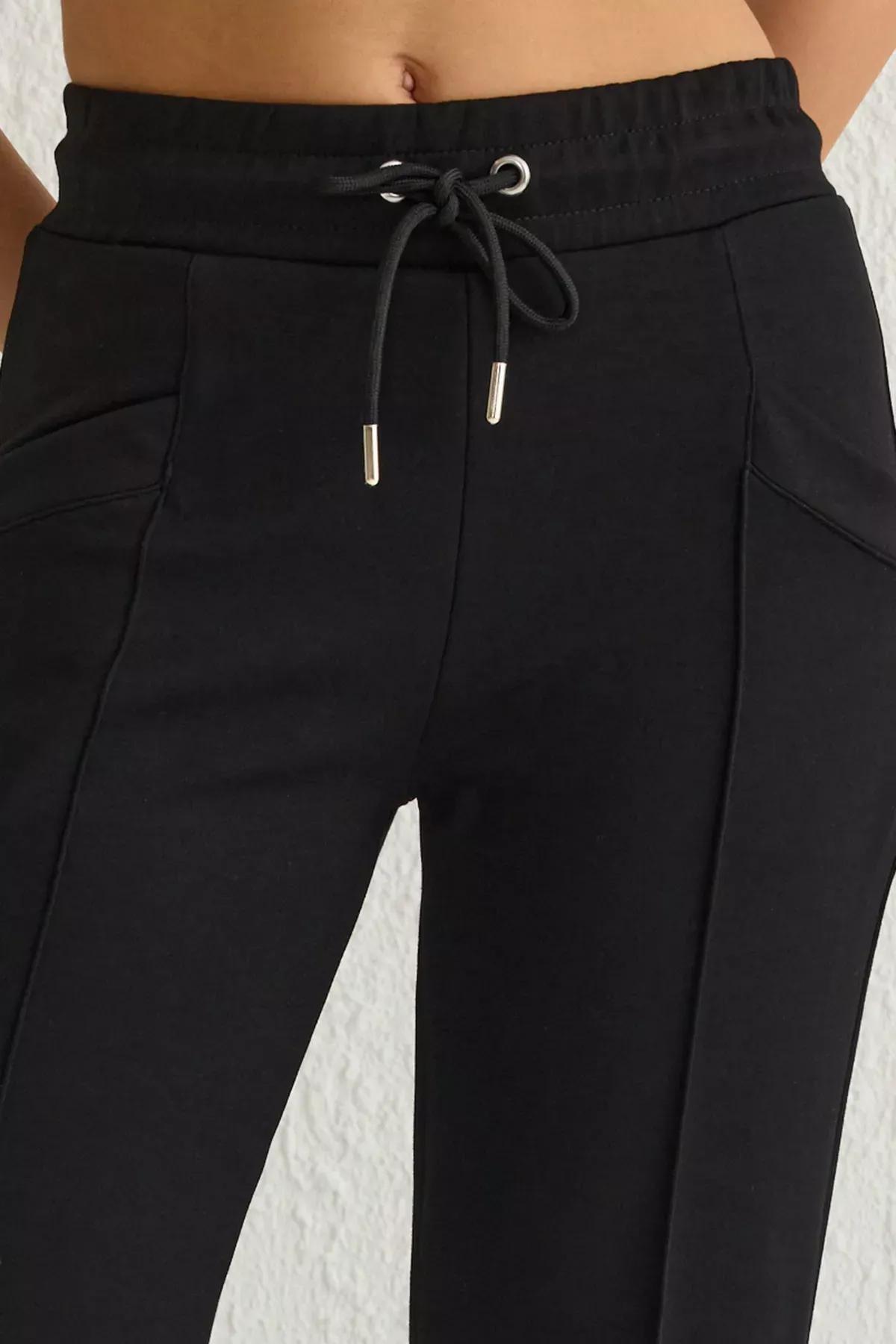 Black Reflective Pocket Knit Sweatpants, , large image number 2