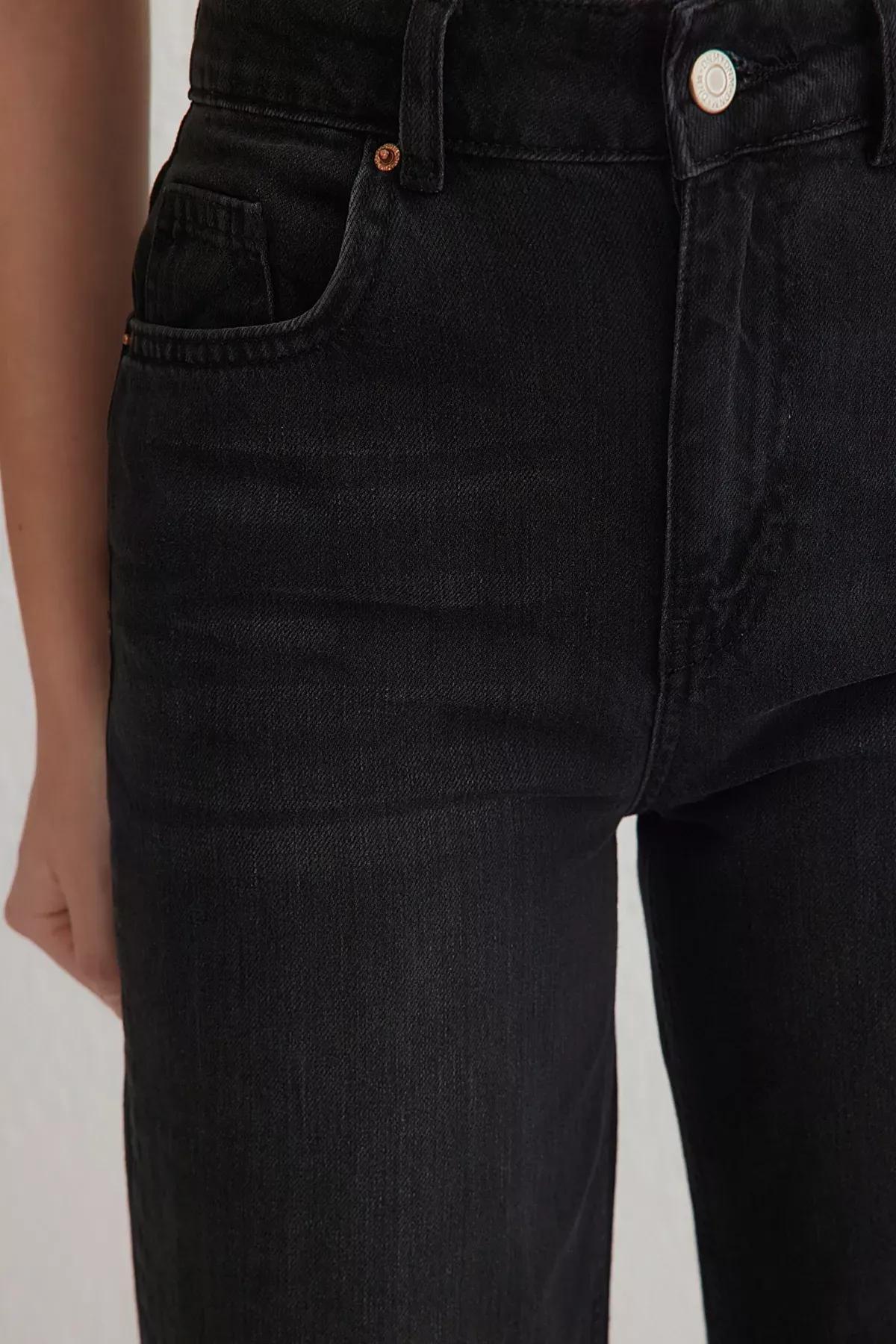 Black Wide Leg High-Waist Jeans, BLACK, large image number 3