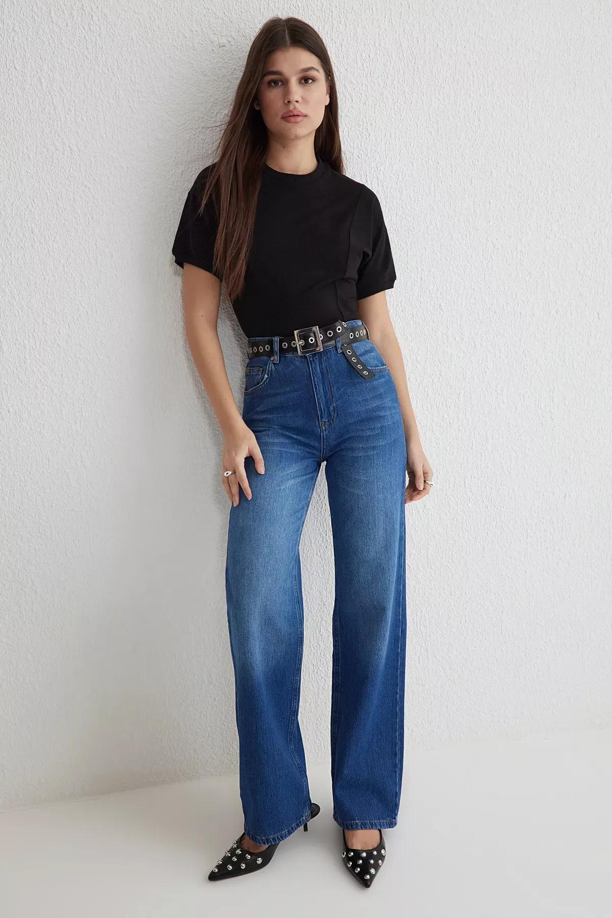 Blue High-Waist Jeans, , large image number 0