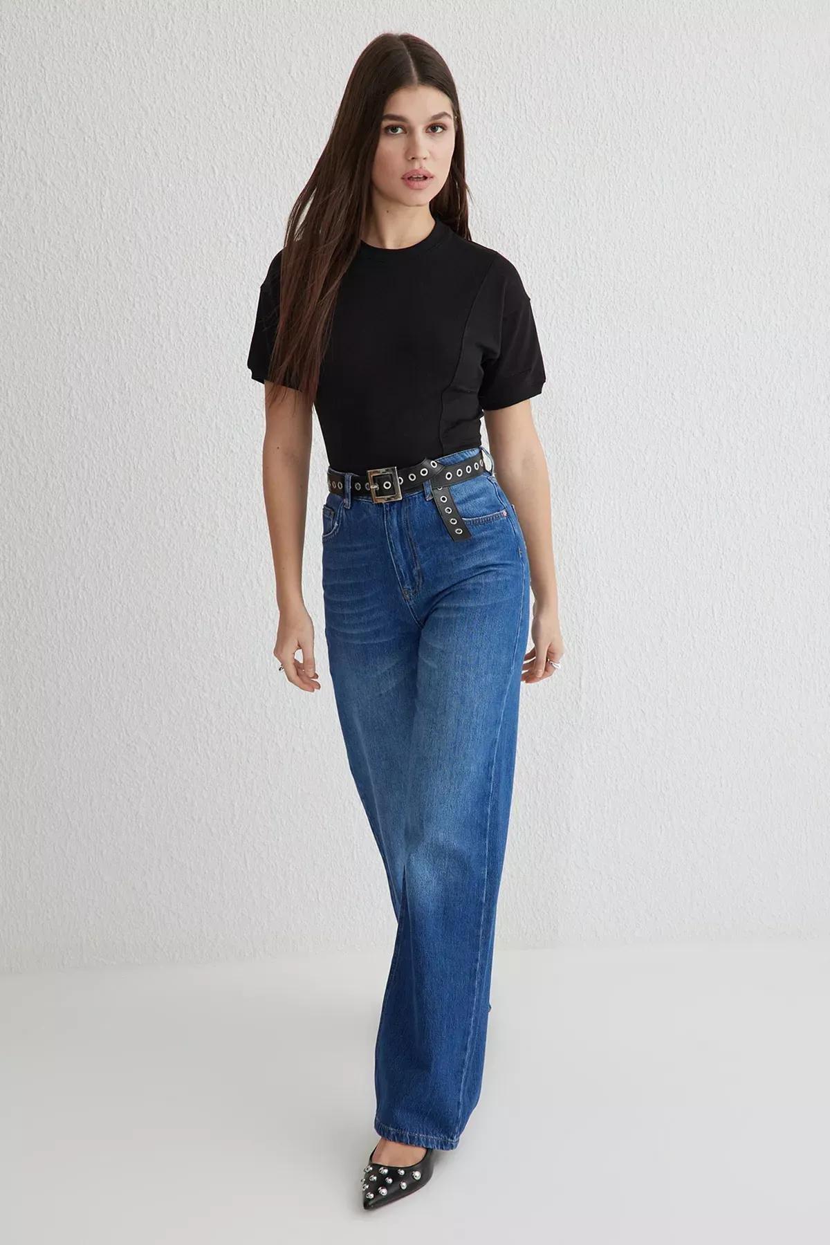 Blue High-Waist Jeans, , large image number 1