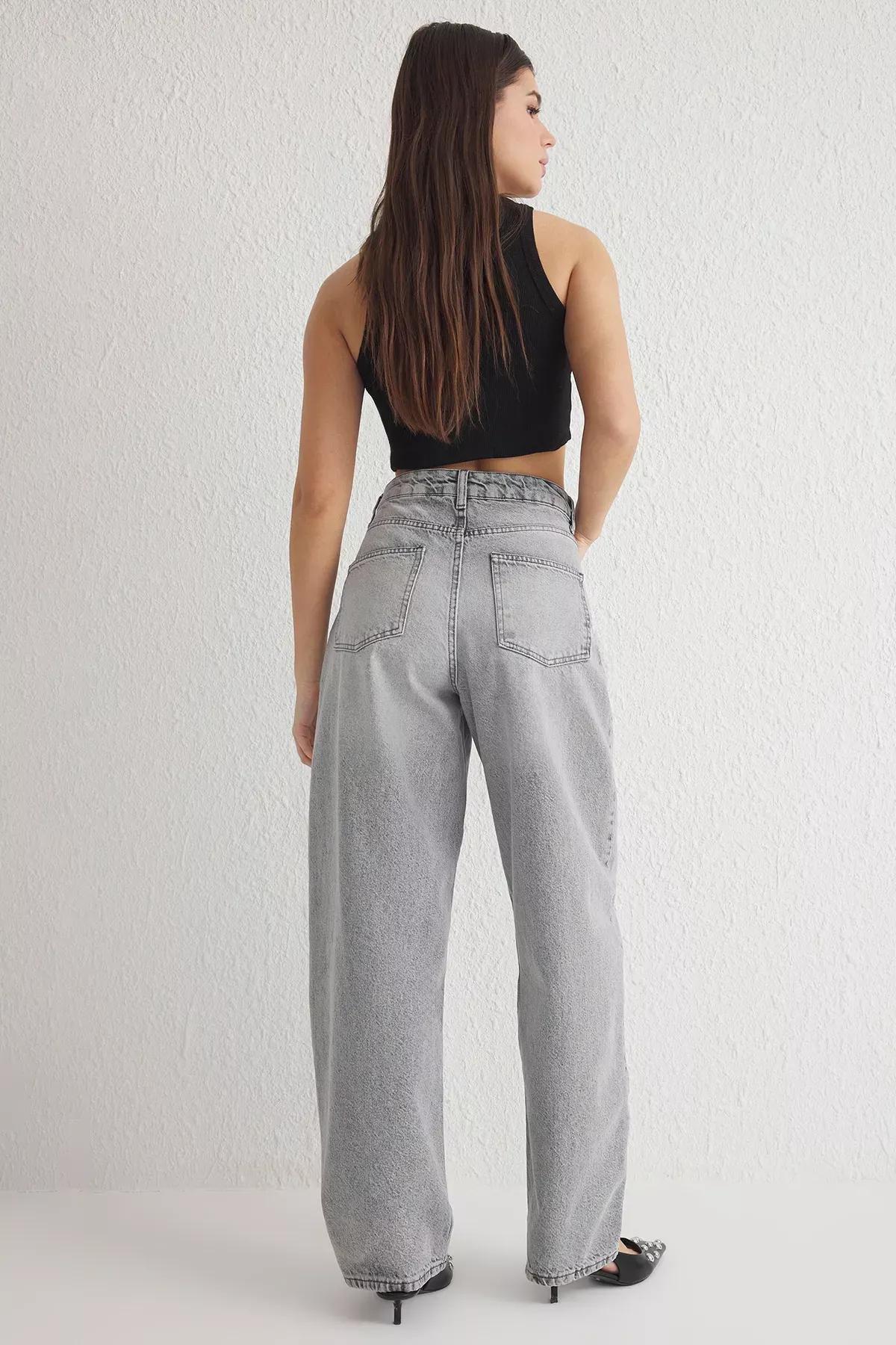 Grey High-Waist Skater Jeans, , large image number 4