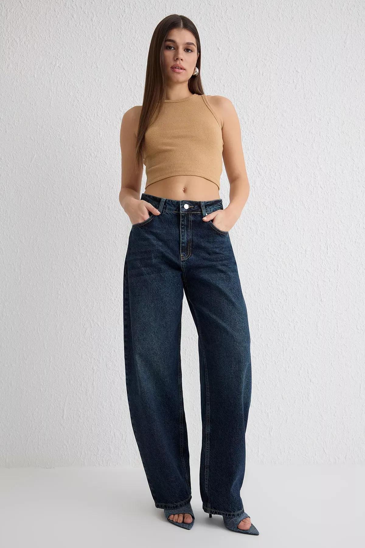 Blue Medium Waist Skater Jeans, , large image number 0