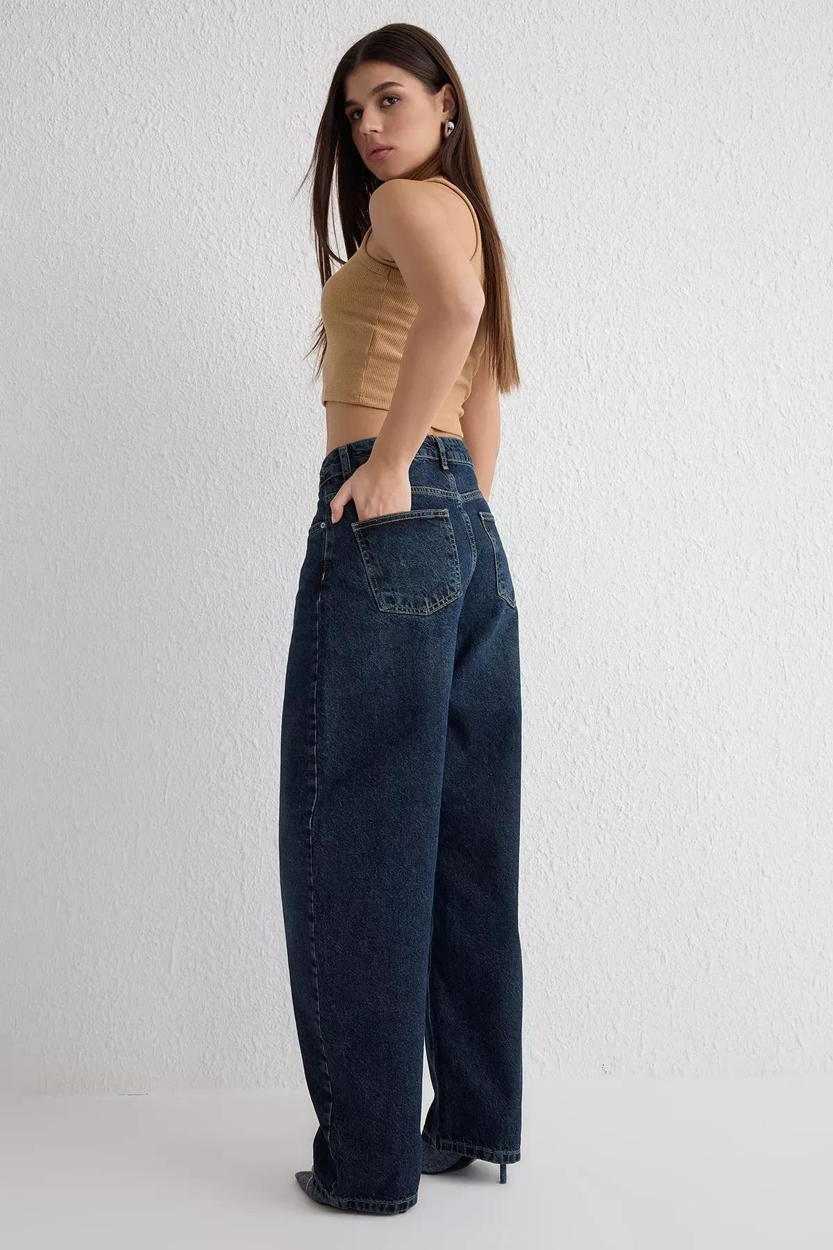 Blue Medium Waist Skater Jeans, , large image number 1