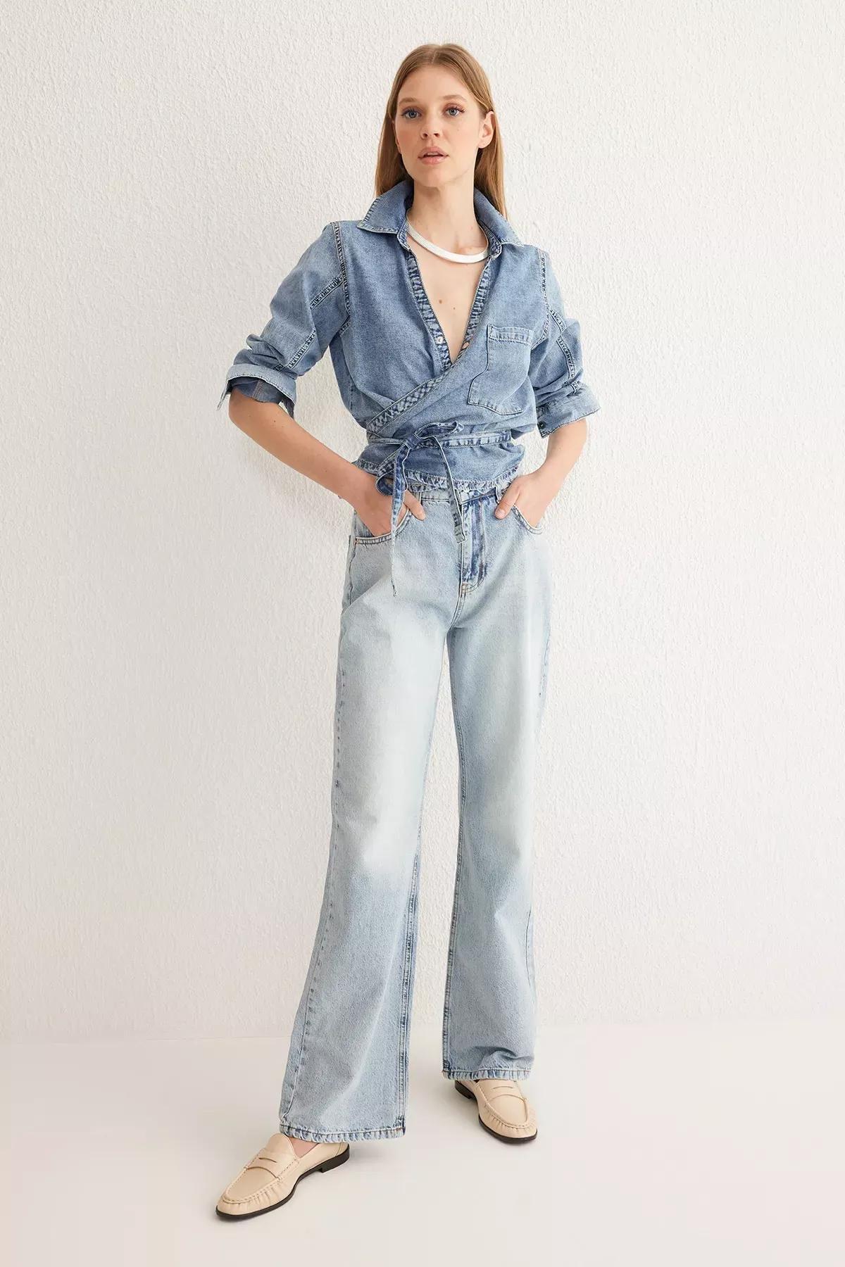 Blue Wide Leg Jeans, , large image number 0