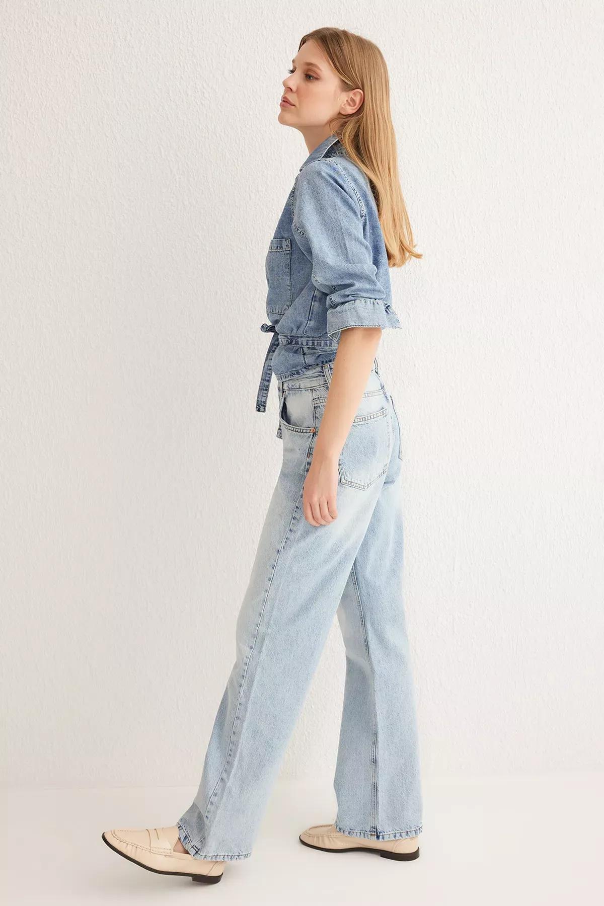 Blue Wide Leg Jeans, , large image number 1