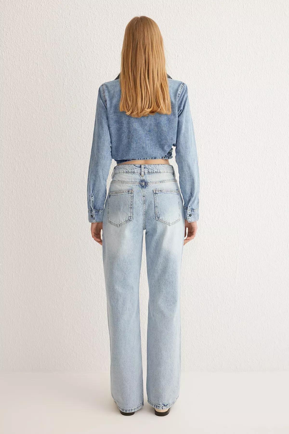 Blue Wide Leg Jeans, , large image number 4