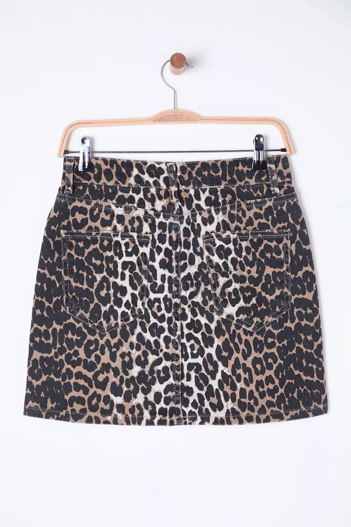 Brown Leopard Patterned Mini Skirt, , large image number 6